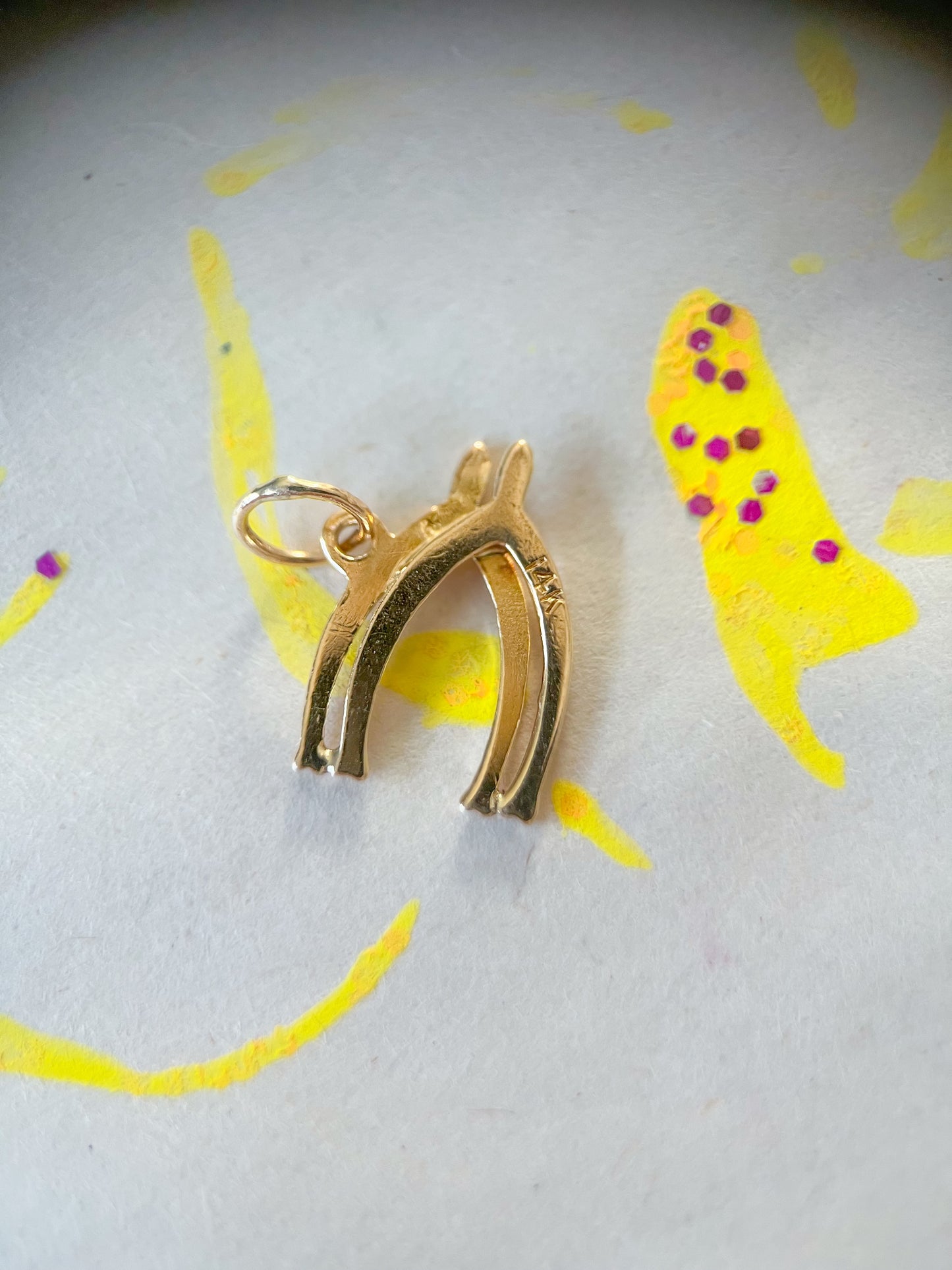 Vintage Double Wishbone 14k Yellow Gold Charm