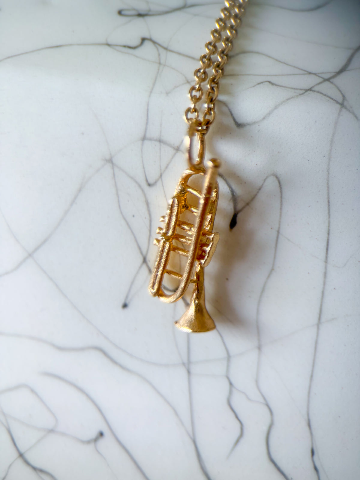 Vintage Trumpet 14k Yellow Gold Charm