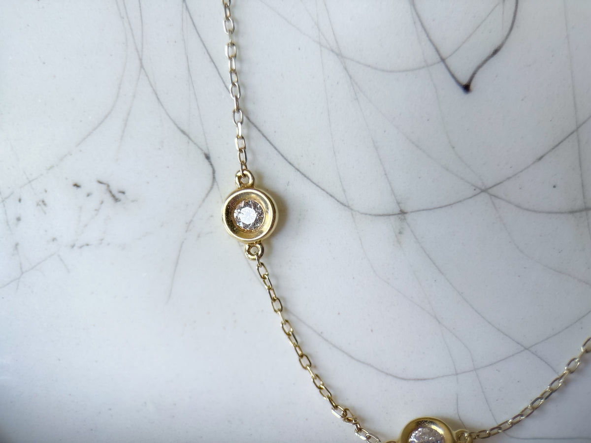 Vintage Natural Diamond by the Yard 18 Inch Chain Necklace in 14k Yellow Gold