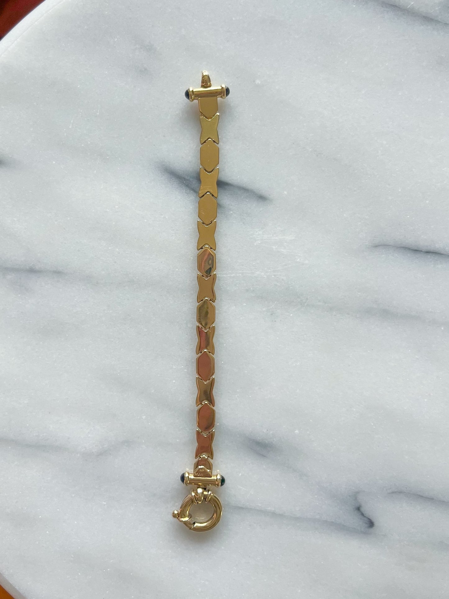 Vintage XOXO 14k Yellow Gold Flat Link 6.5 Inch Bracelet (has matching necklace!)