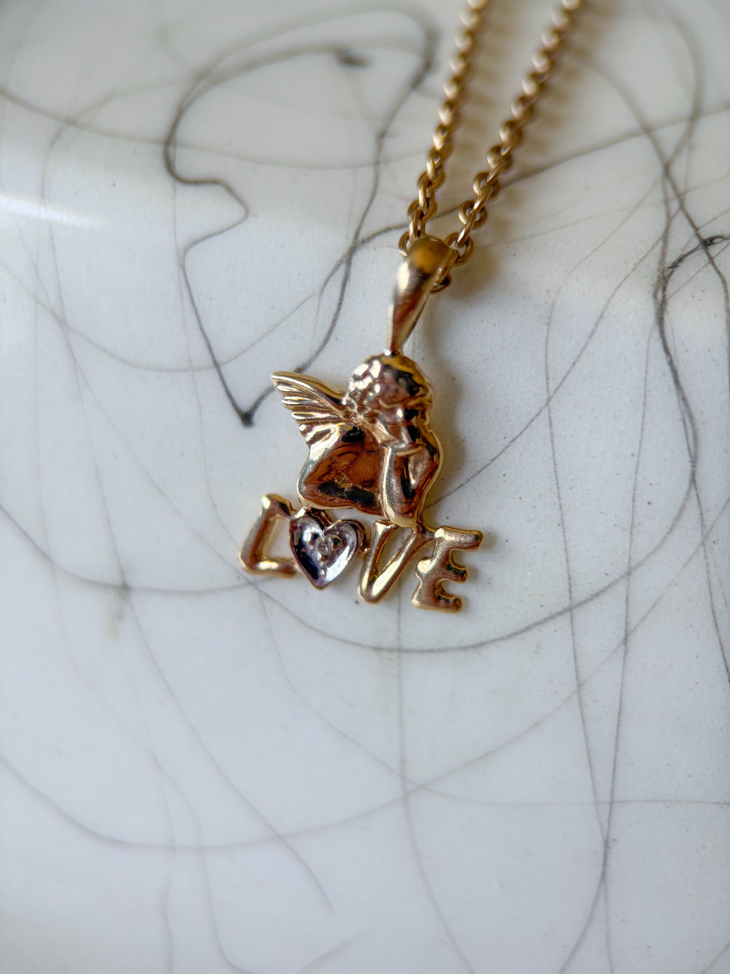 Vintage Cupid “Love” 10k Yellow Gold Charm