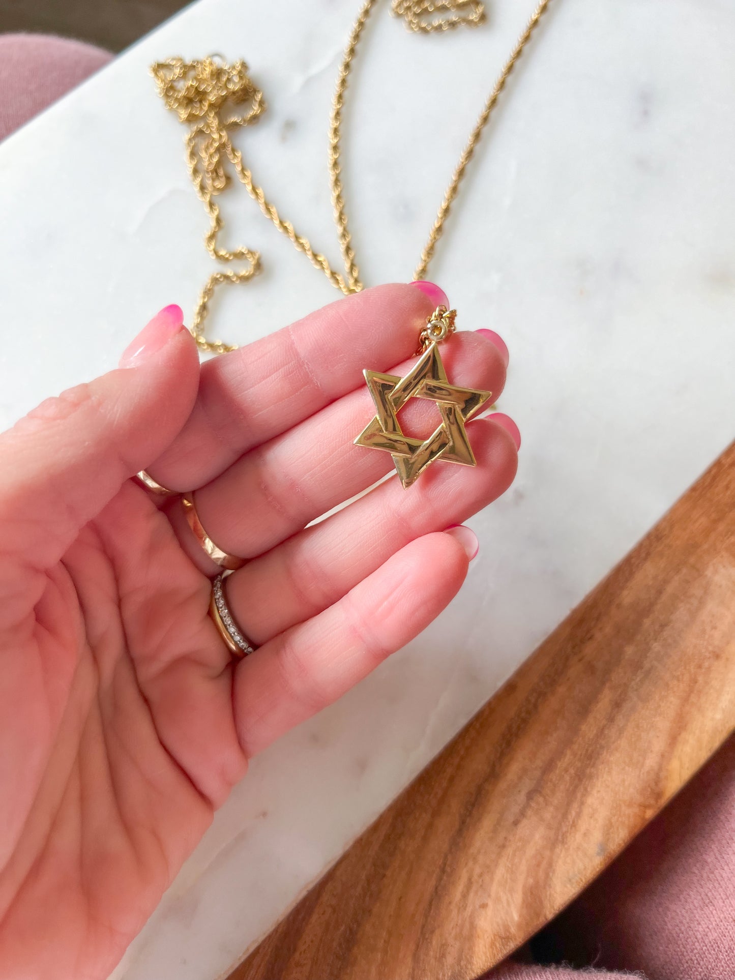 14k Yellow Gold Star of David Charm
