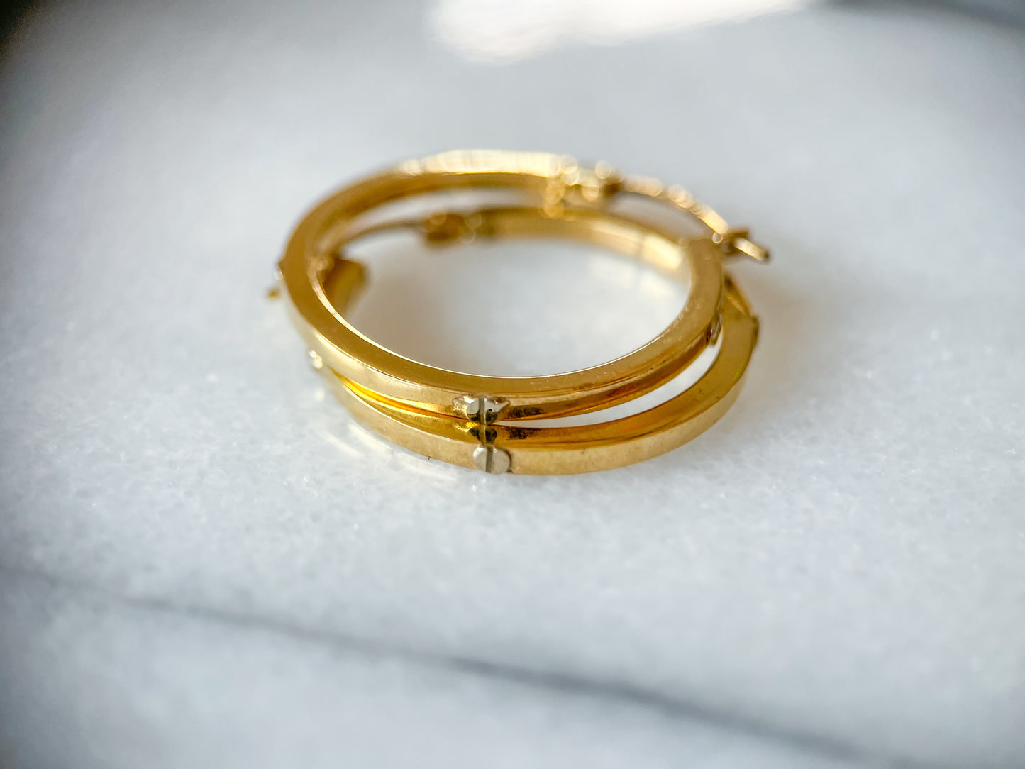 Vintage L0VE Style 10k Yellow Gold Large Thin Hoops