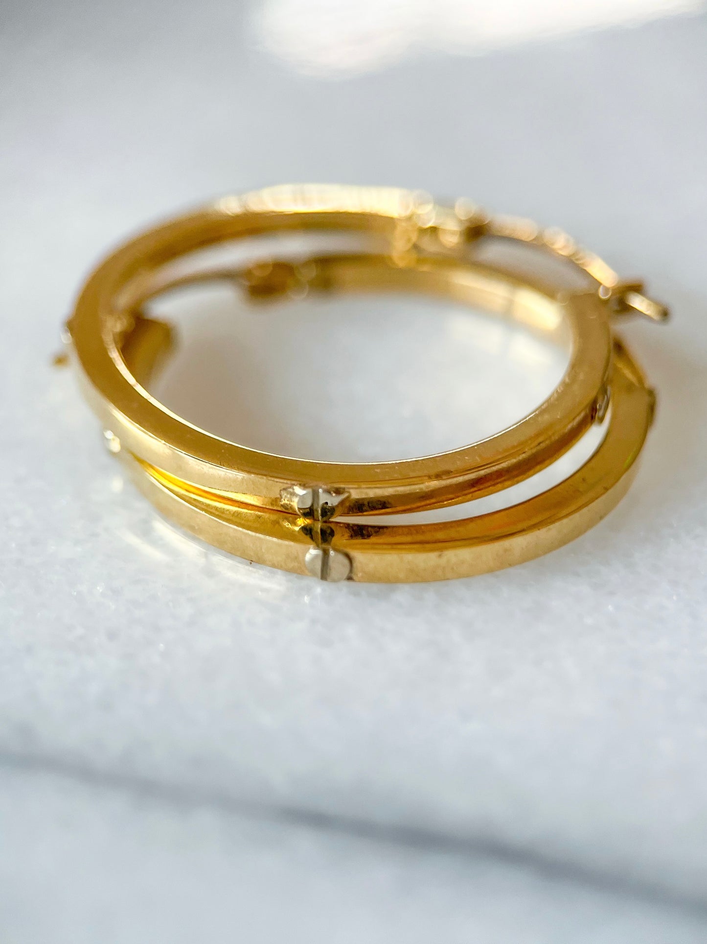 Vintage L0VE Style 10k Yellow Gold Large Thin Hoops