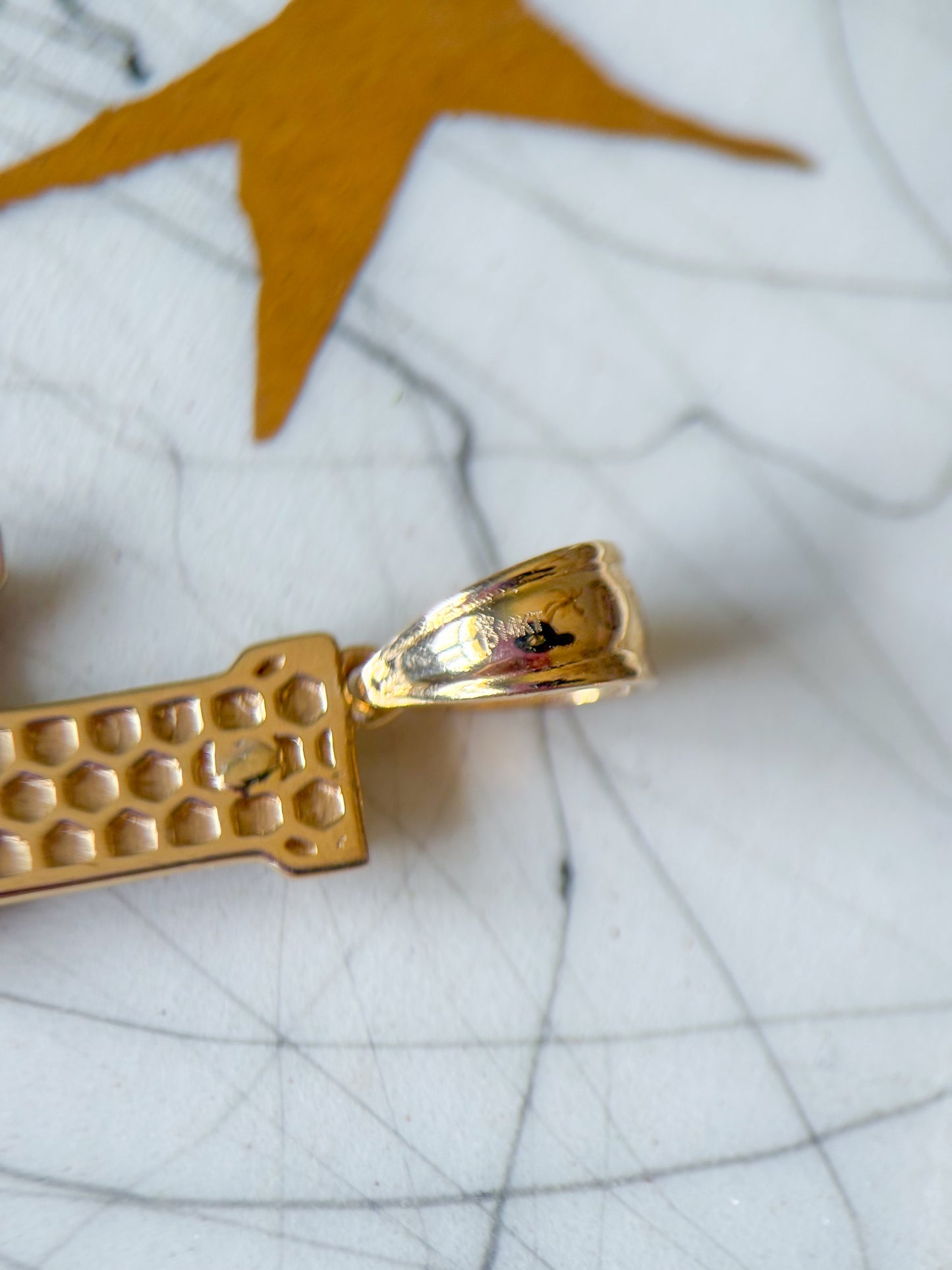 Vintage "L" Two Toned 14k Yellow and White Gold Letter Initial Charm