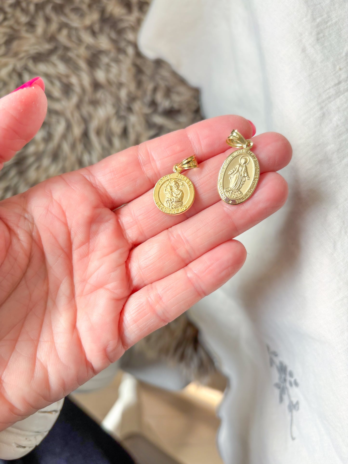 Saint Joseph and Mary 10k Yellow Gold Charms