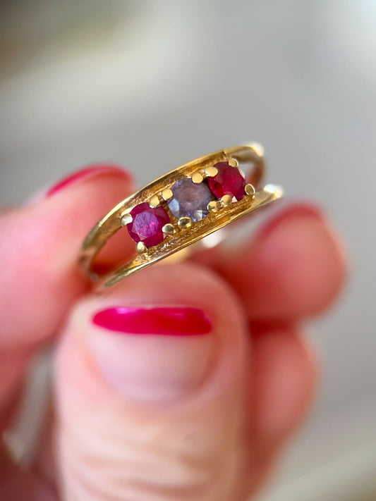 Vintage Multi Gemstone 10k Yellow Gold "Mother's Ring"