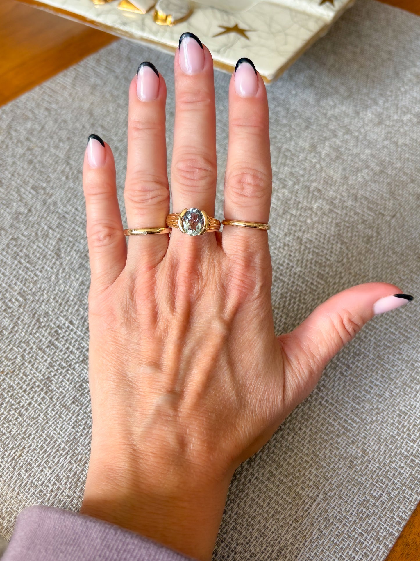 Vintage Synthetic Aquamarine 14k Yellow Gold Ring