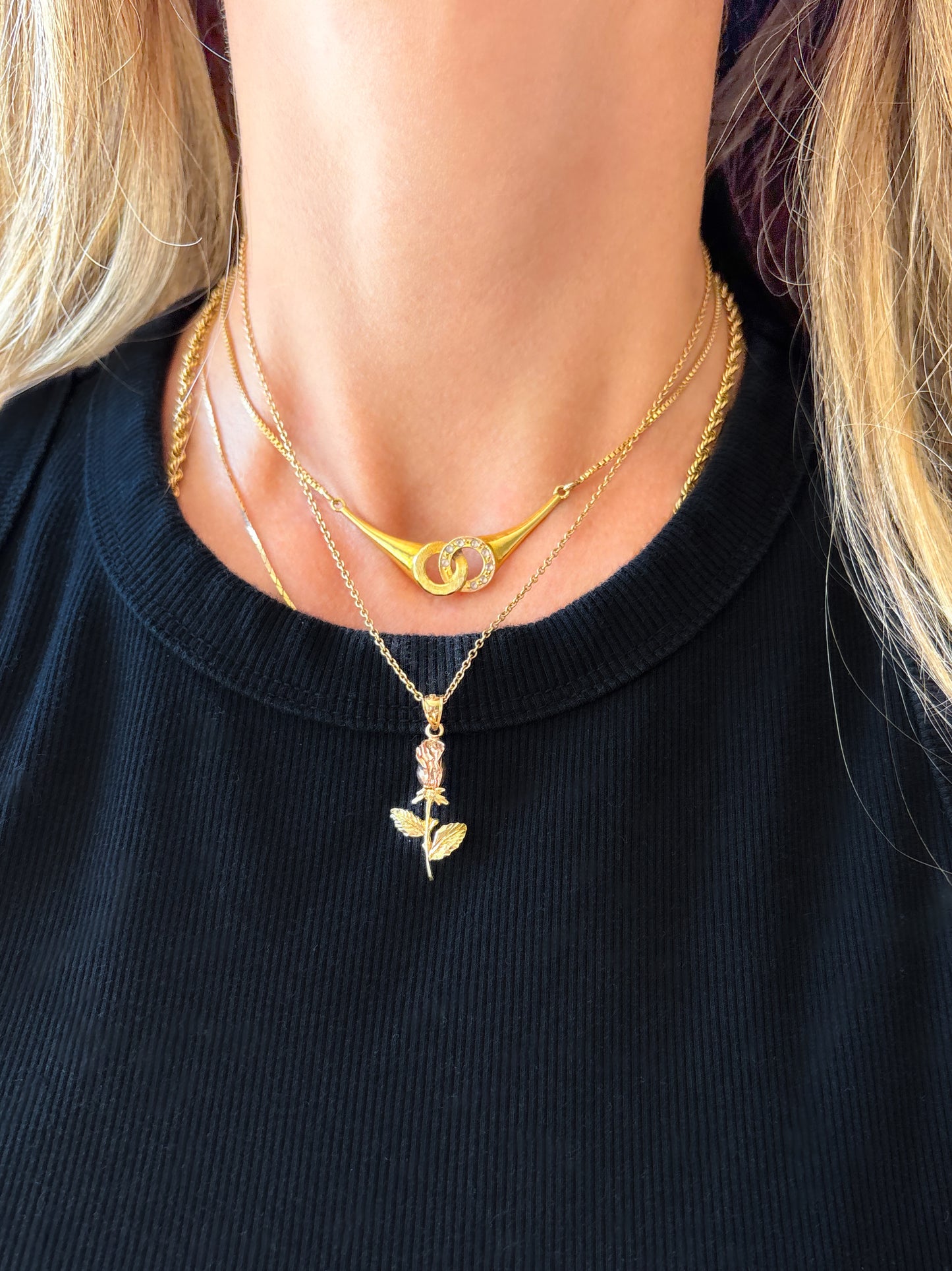 Vintage Rose Two Toned 14k Yellow and Rose Gold Charm