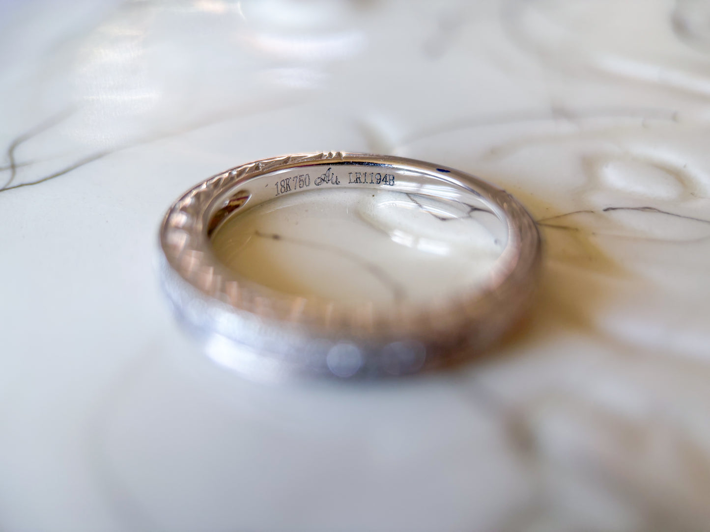 Vintage Natural Diamond 18k White Gold Band, Size 7 1/4