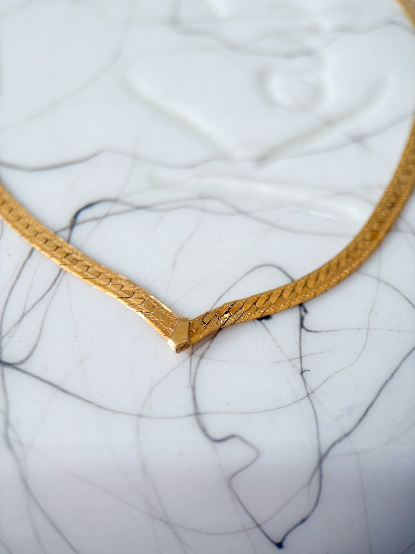 Vintage Herringbone 14k Yellow Gold 7.25 Inch Bracelet