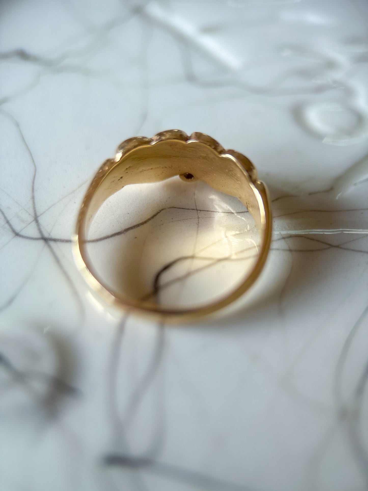 Vintage Double Heart with Natural Diamond 14k Yellow Gold Ring