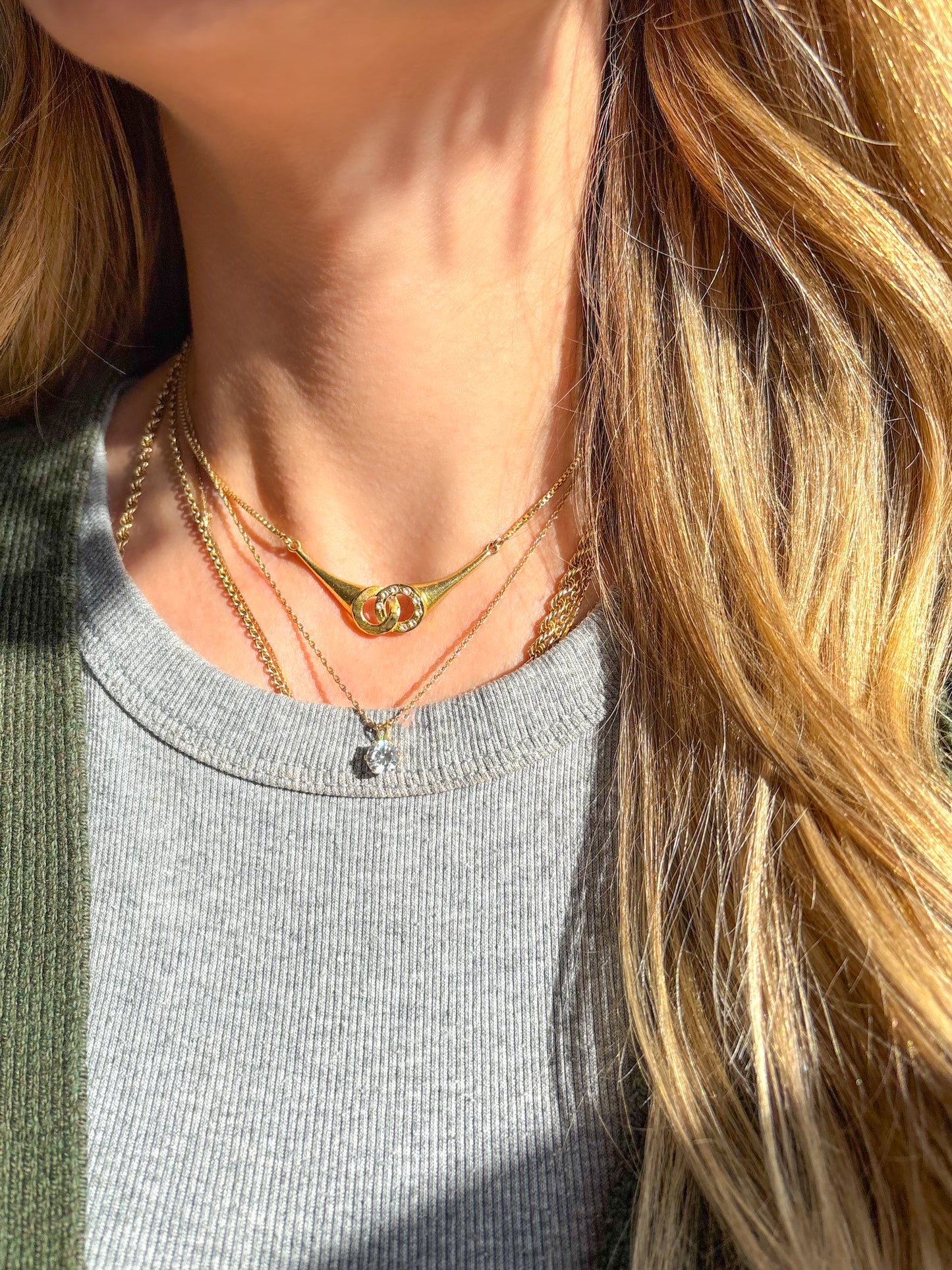 Round CZ 14k Yellow Gold Charm