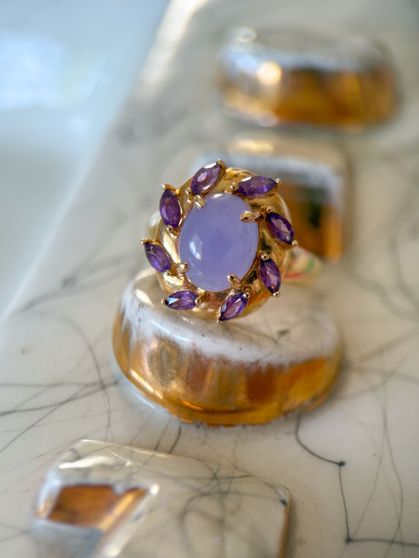 Vintage Cabochon Amethyst 14k Yellow Gold Ring