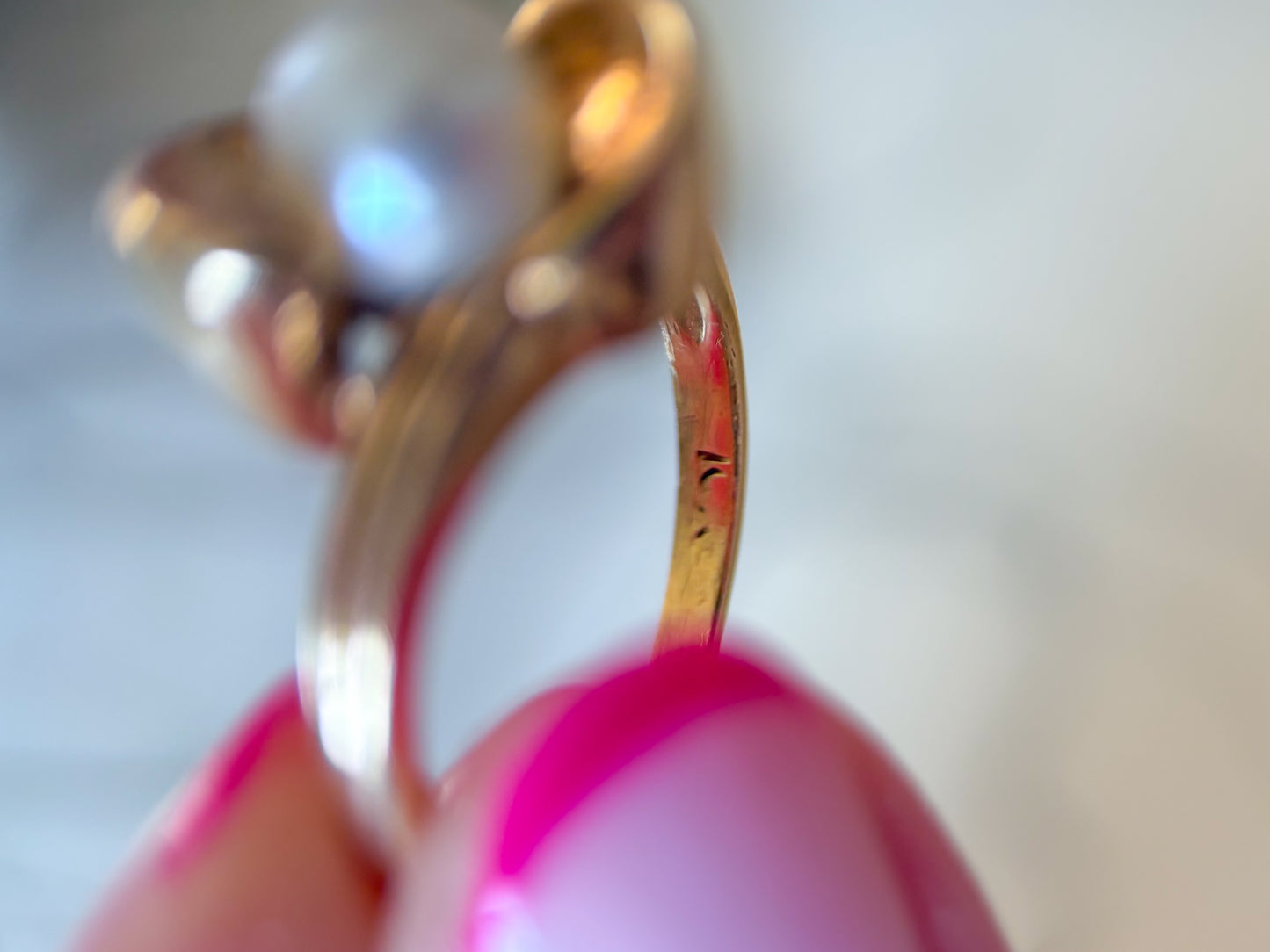 Vintage Natural Pearl 10k Yellow Gold Cocktail Ring