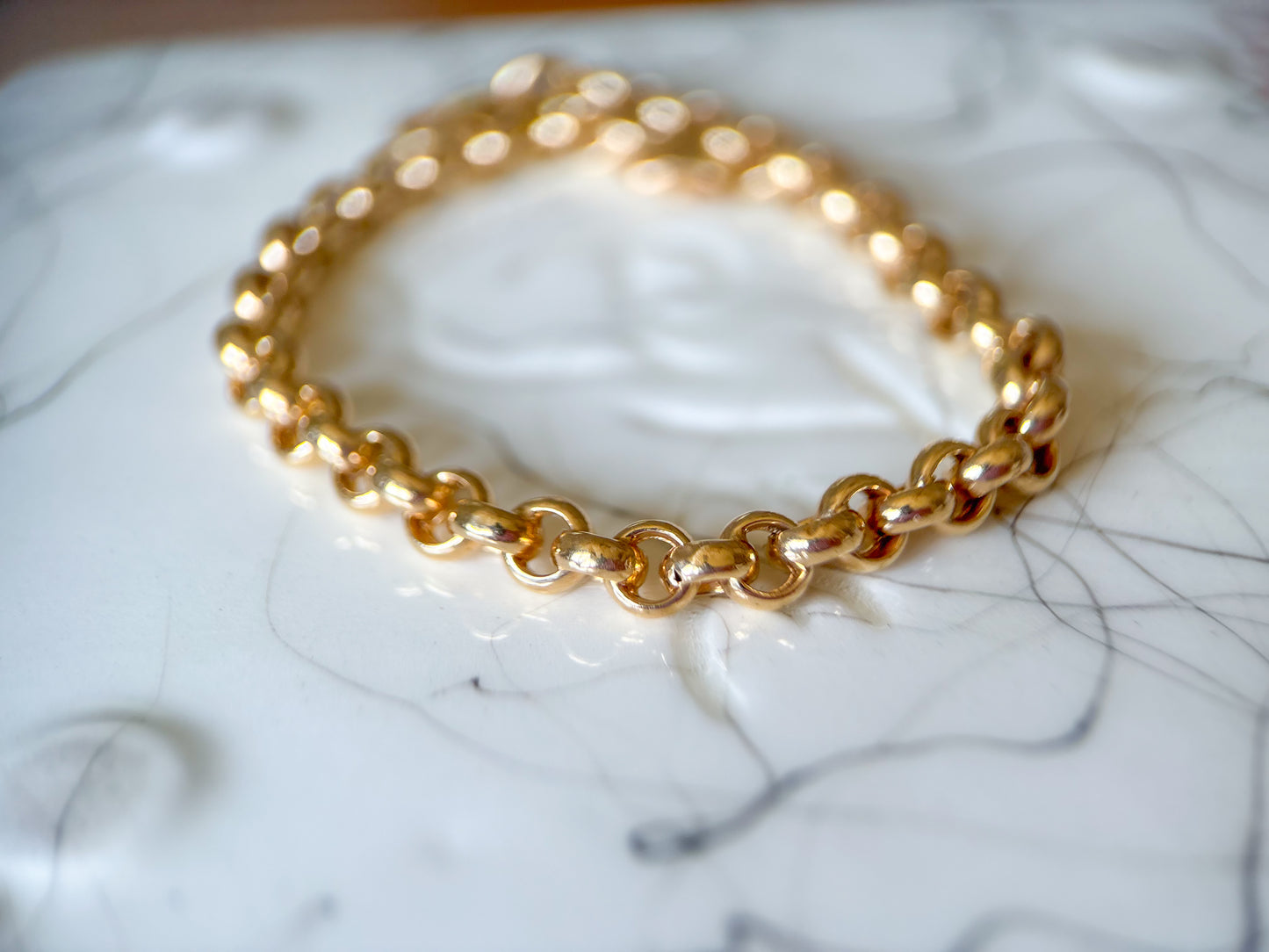 Vintage Rolo Chain 14k Yellow Gold 7 Inch Bracelet