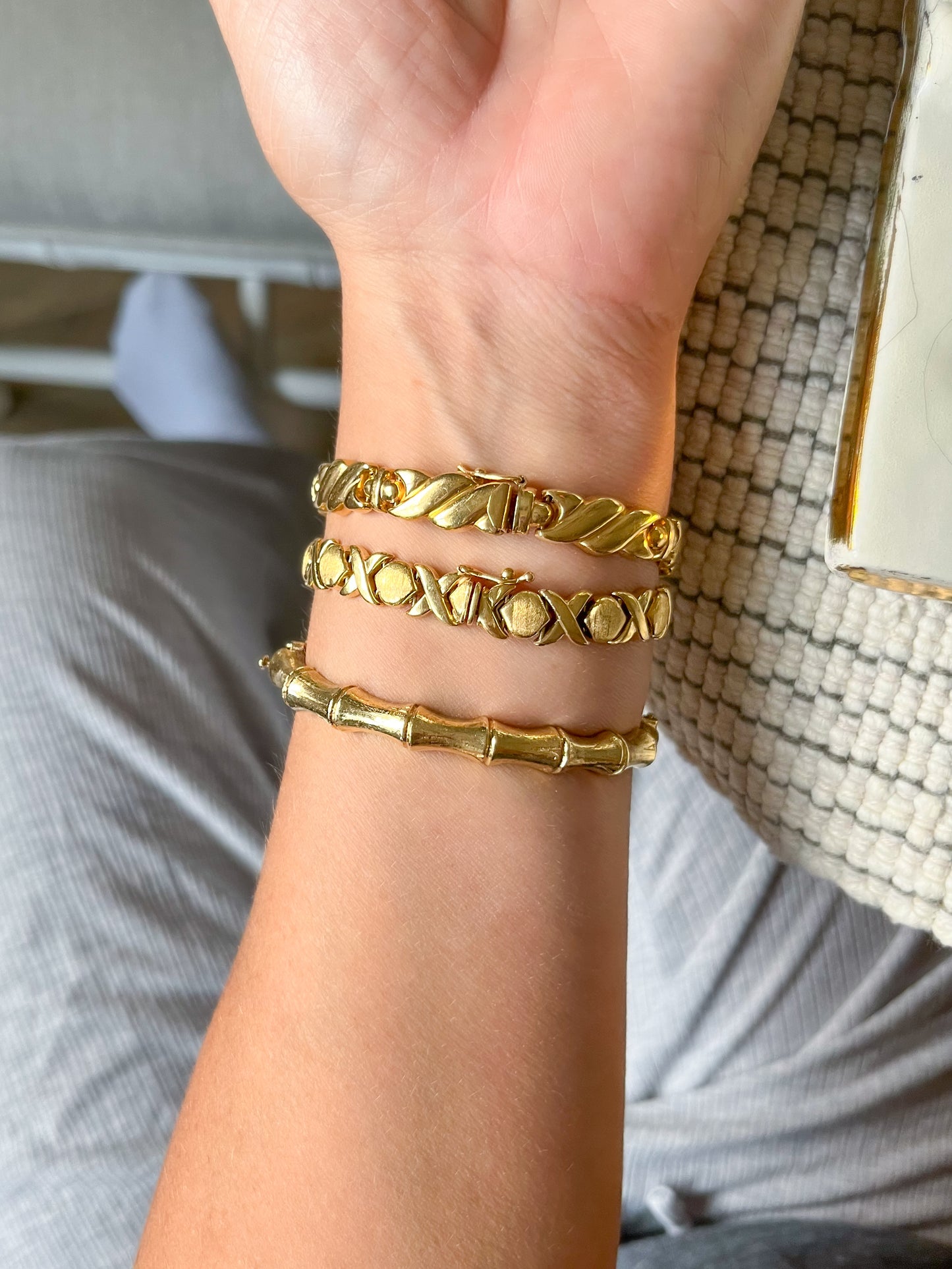 Various Vintage 14k Yellow Gold Flat Link Bracelets