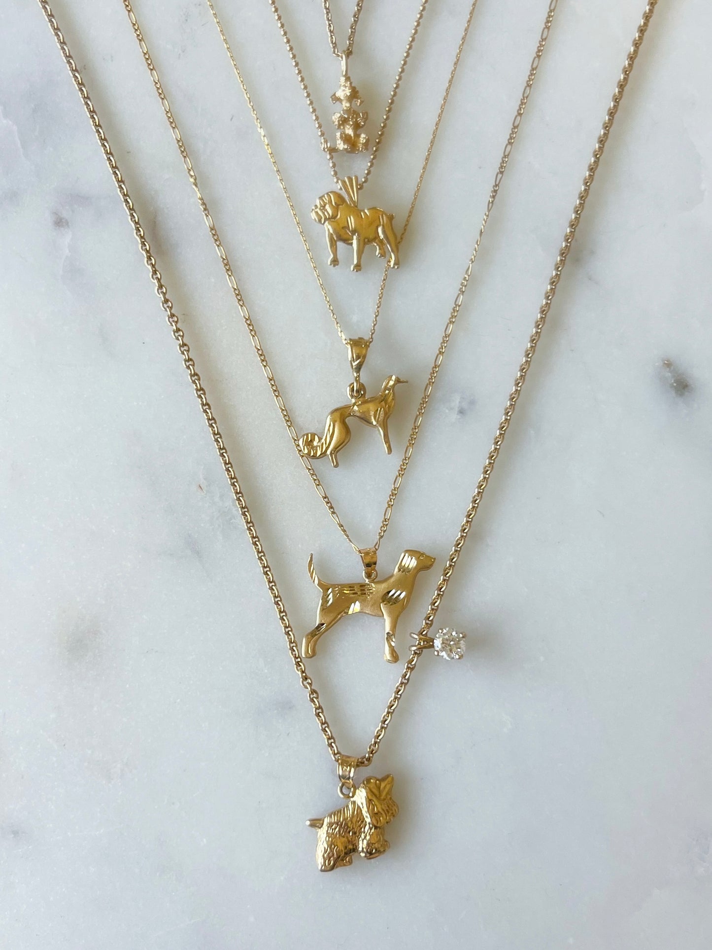 Vintage Hound 14k Yellow Gold Dog Charm