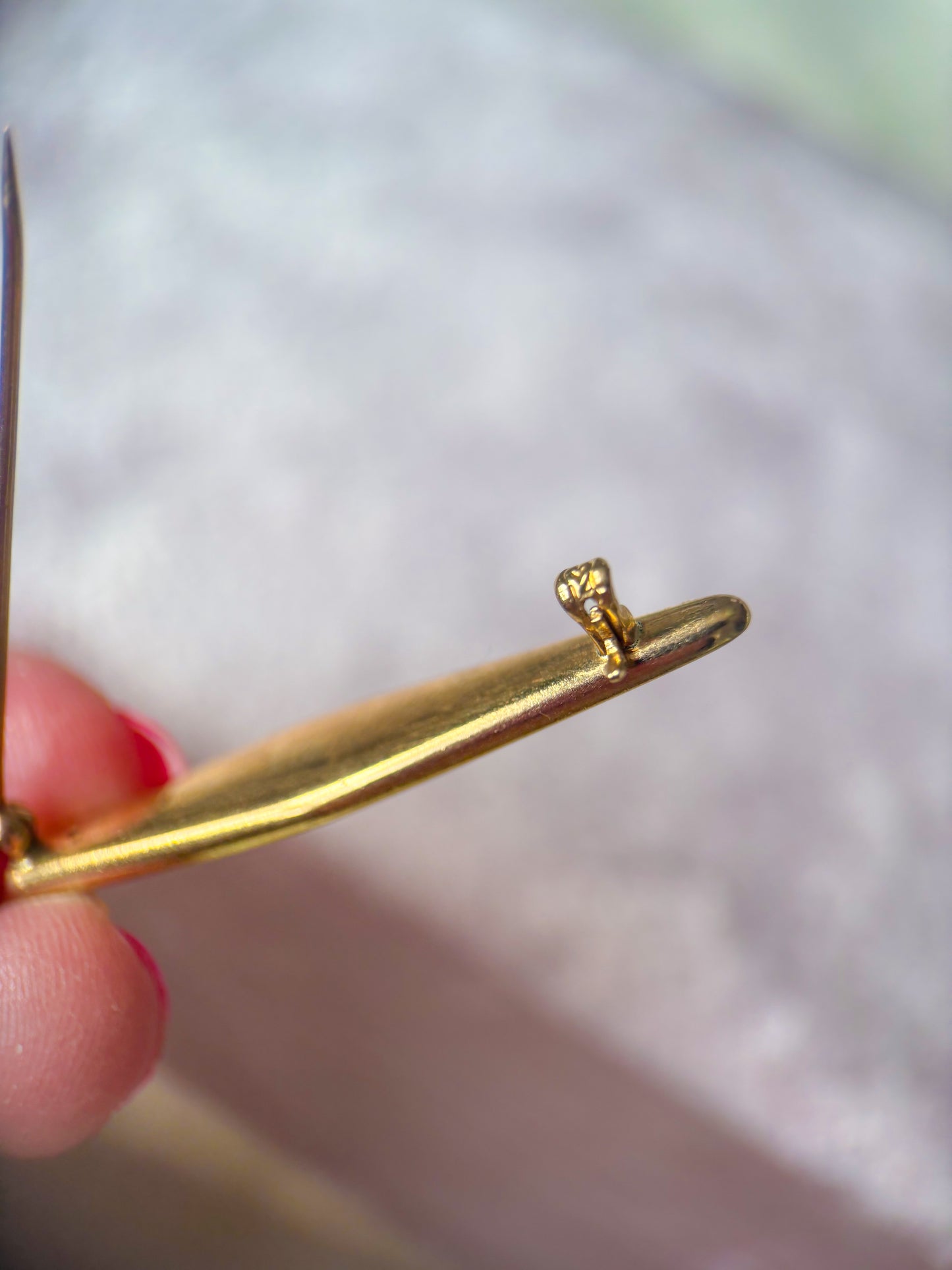Vintage Guilloche Enamel 14k Yellow Gold Pin, Circa 1960s