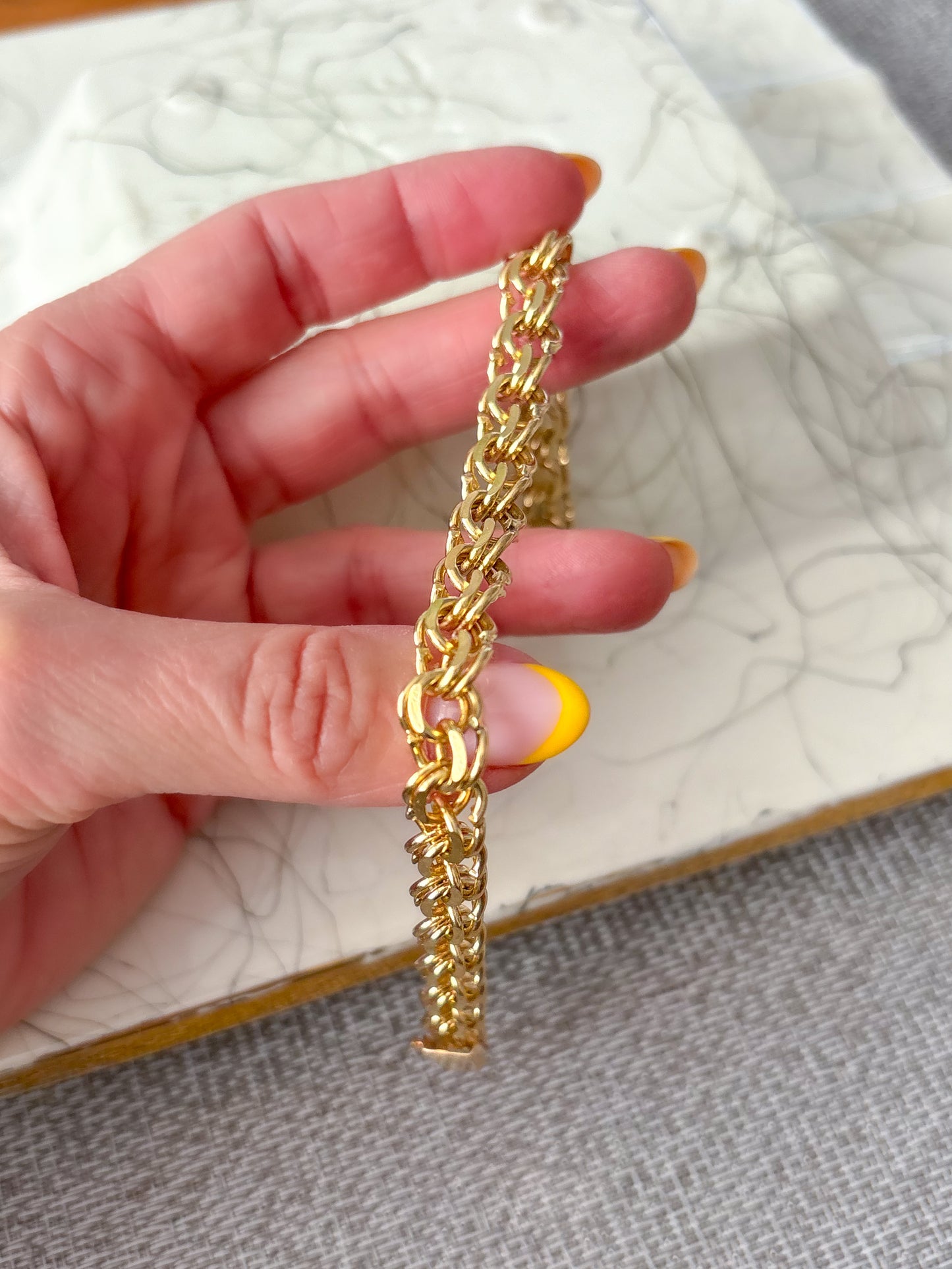 Vintage Round Multi Link 14k Yellow Gold 8.25 Inch Bracelet