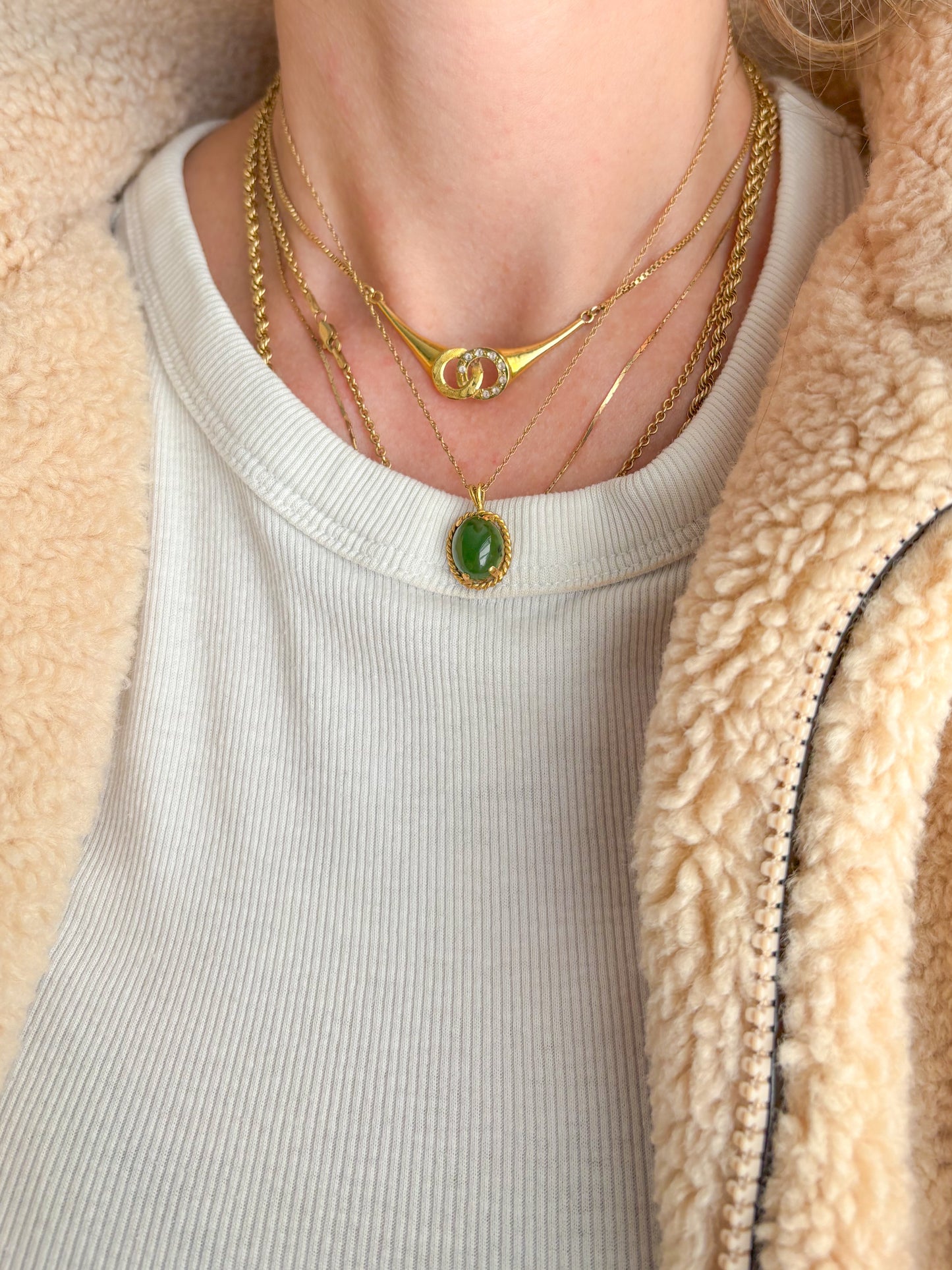 Vintage Jade 18k Yellow Gold Charm