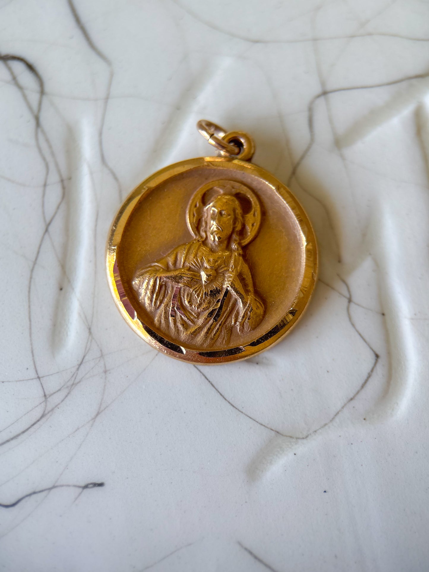 Vintage Sacred Heart of Jesus Christ 14k Yellow Gold Charms
