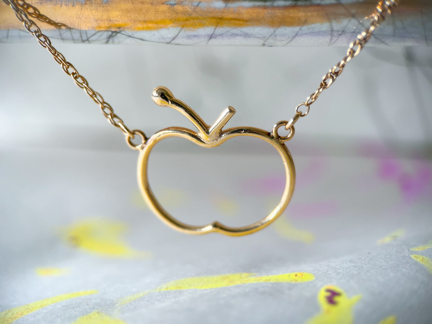 Vintage 14k Apple Charm on 10k Chain Necklace