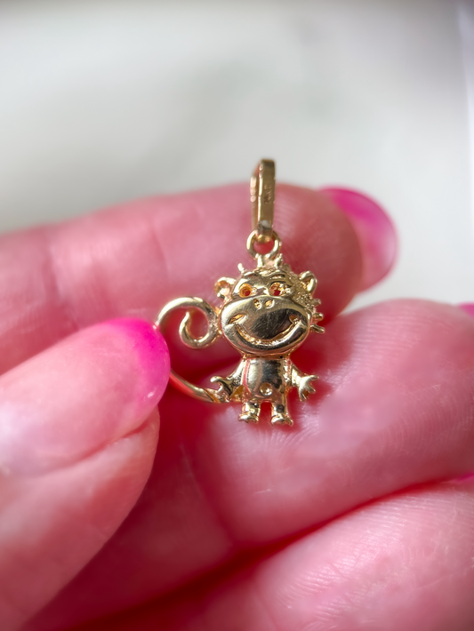 Vintage Monkey 14k Yellow Gold Charm