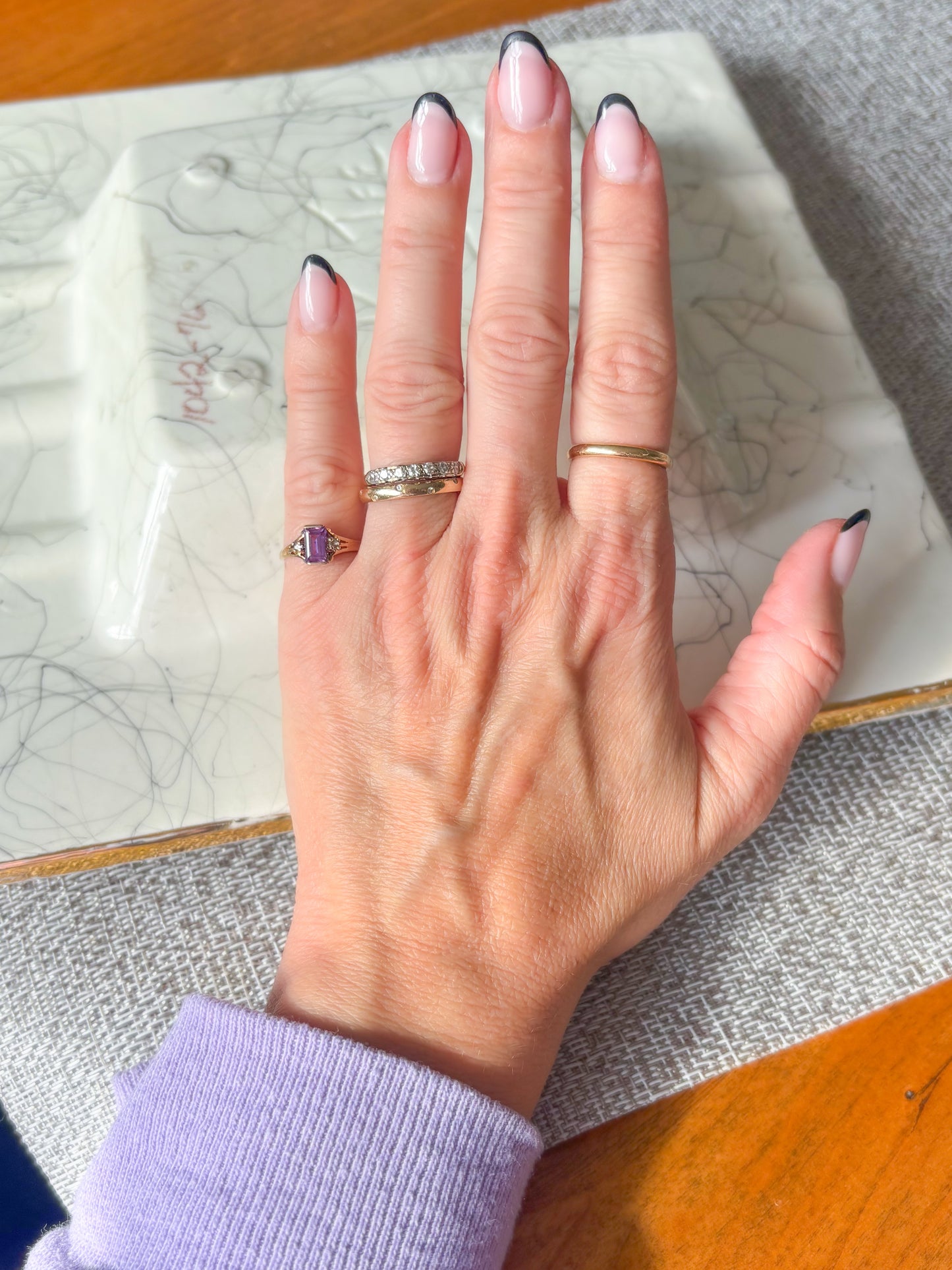 Vintage Amethyst and CZ 10k Yellow Gold Pinky Ring