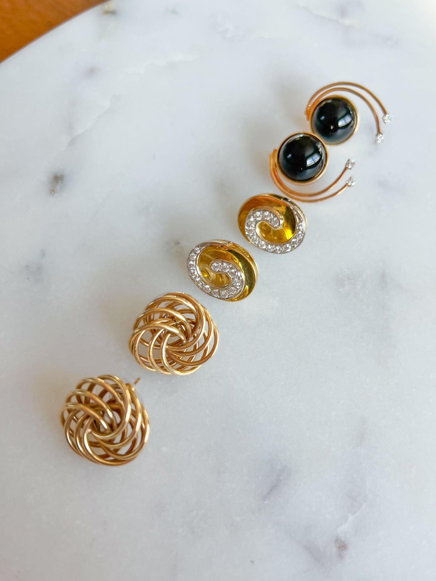 Vintage Large Knot 14k Yellow Gold Stud Earrings, circa 1980s