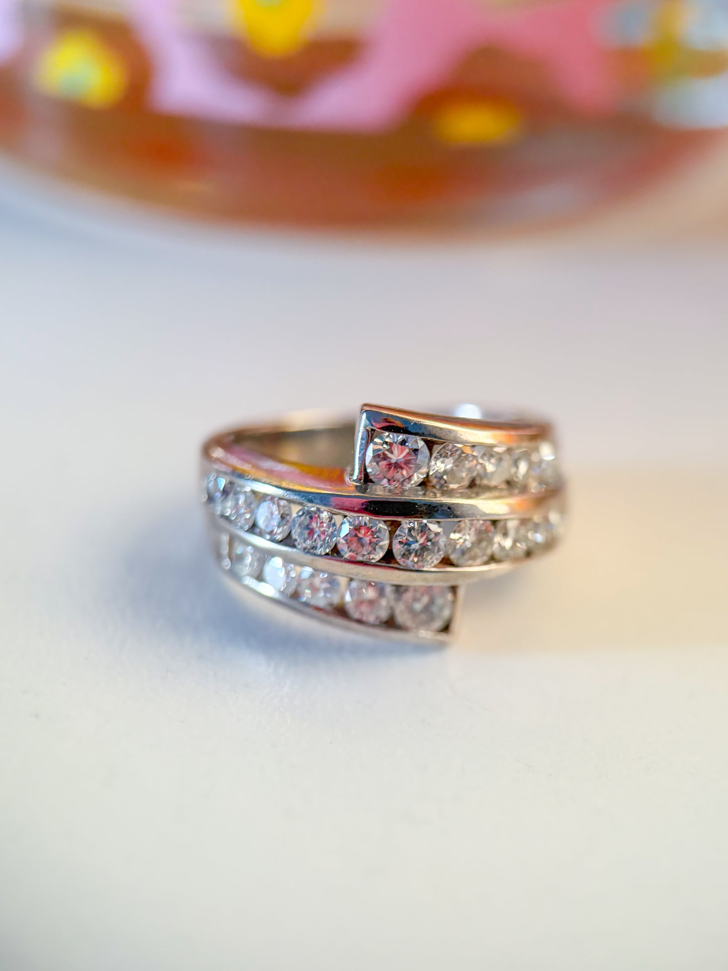 Vintage Natural Diamond 14k White Gold Ring