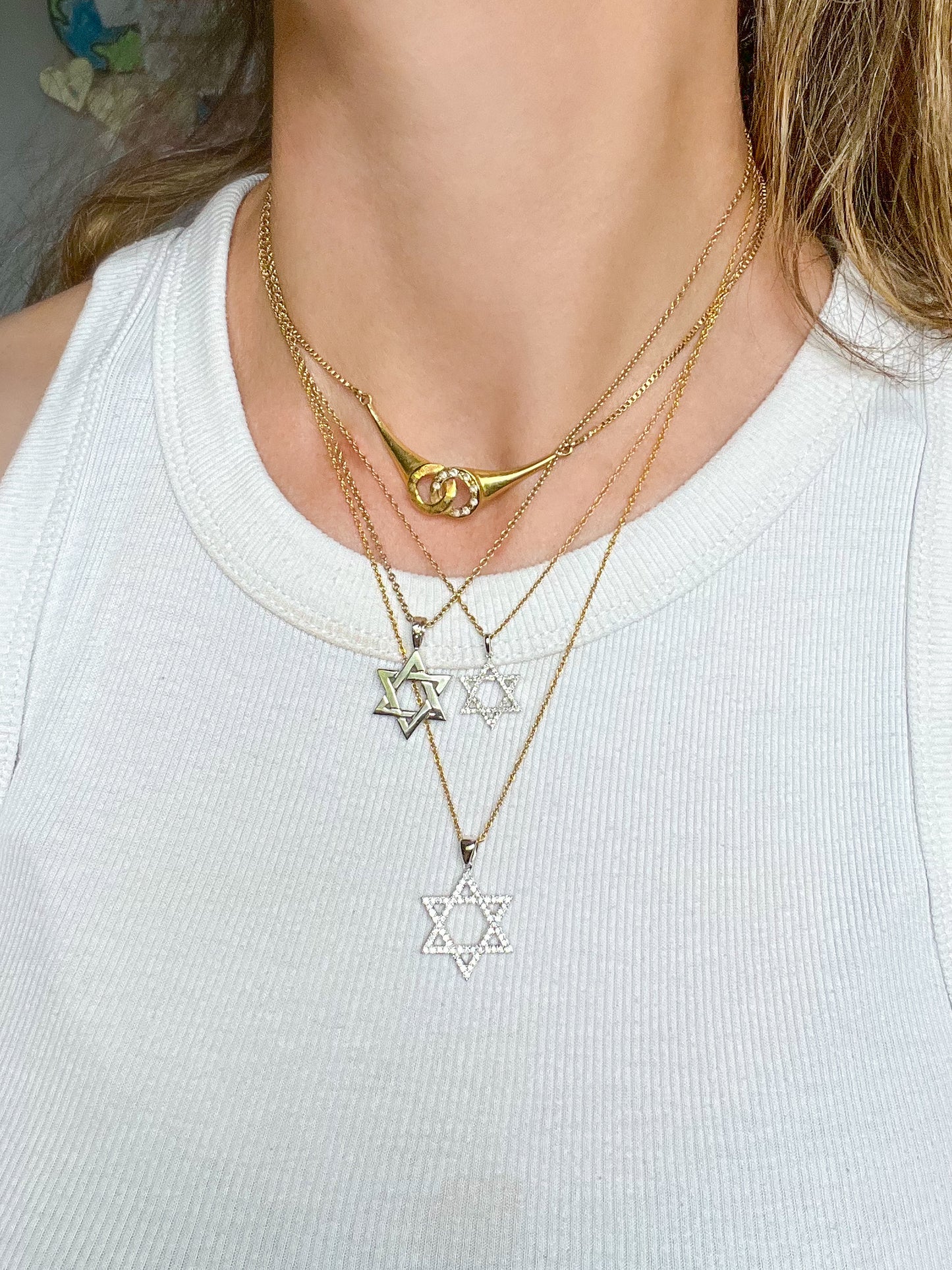 Vintage 14k White Gold Star of David Charm