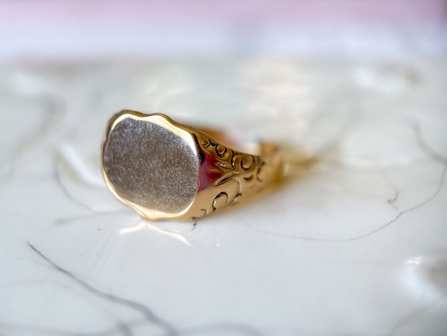 Vintage Large Signet 14k Yellow Gold Ring