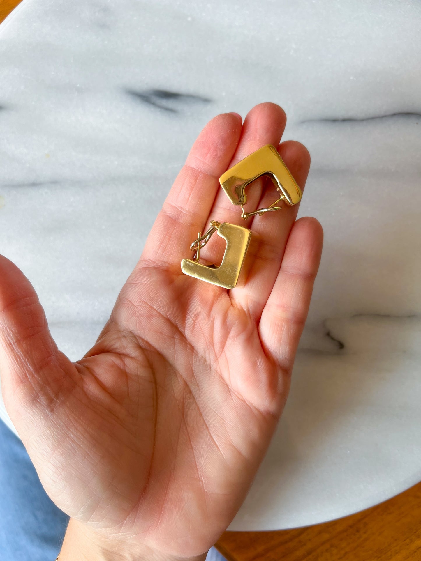 Vintage Chunky Squared 14k Yellow Gold Earrings