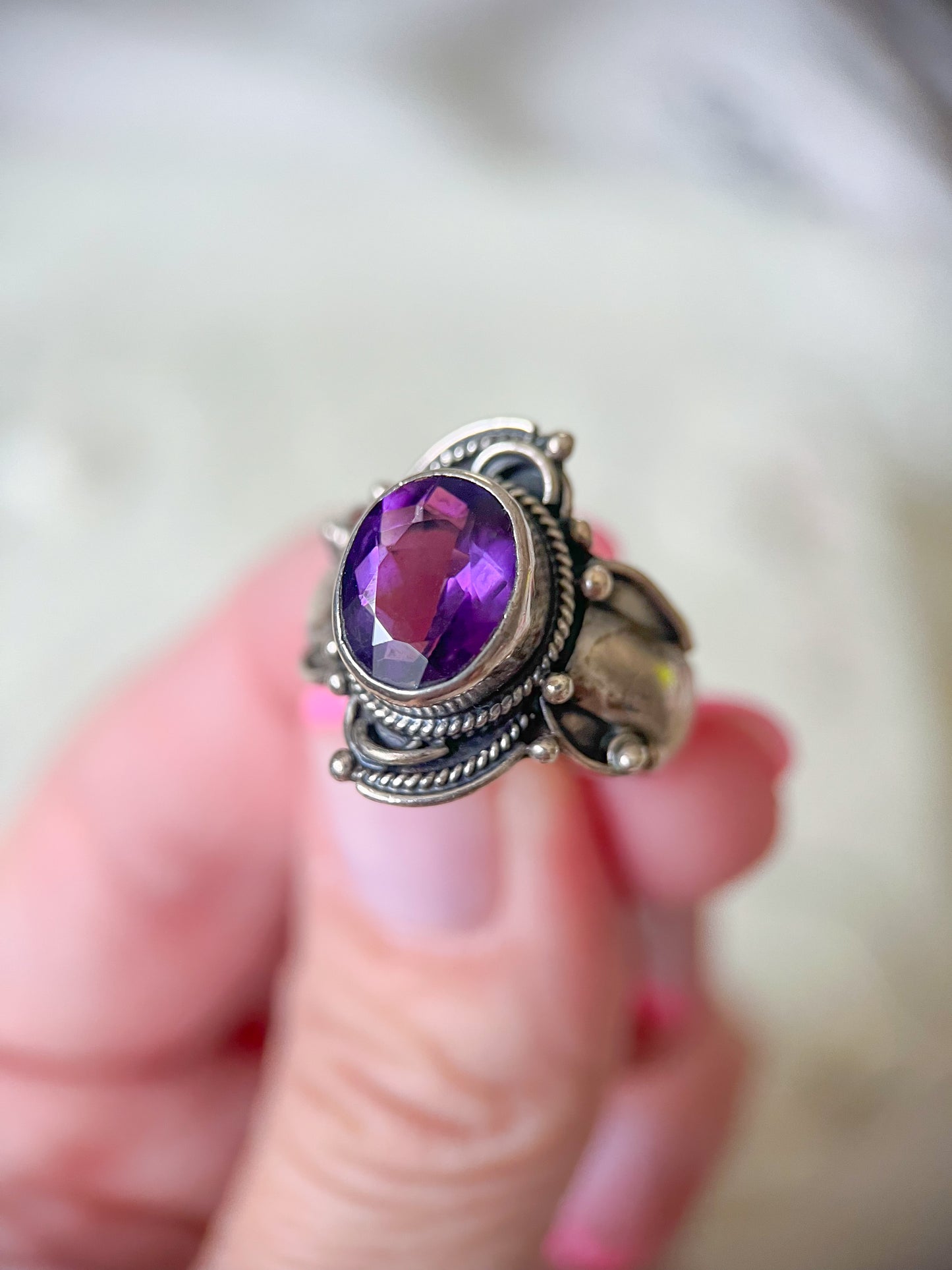 Vintage Amethyst and Sterling Silver Ring