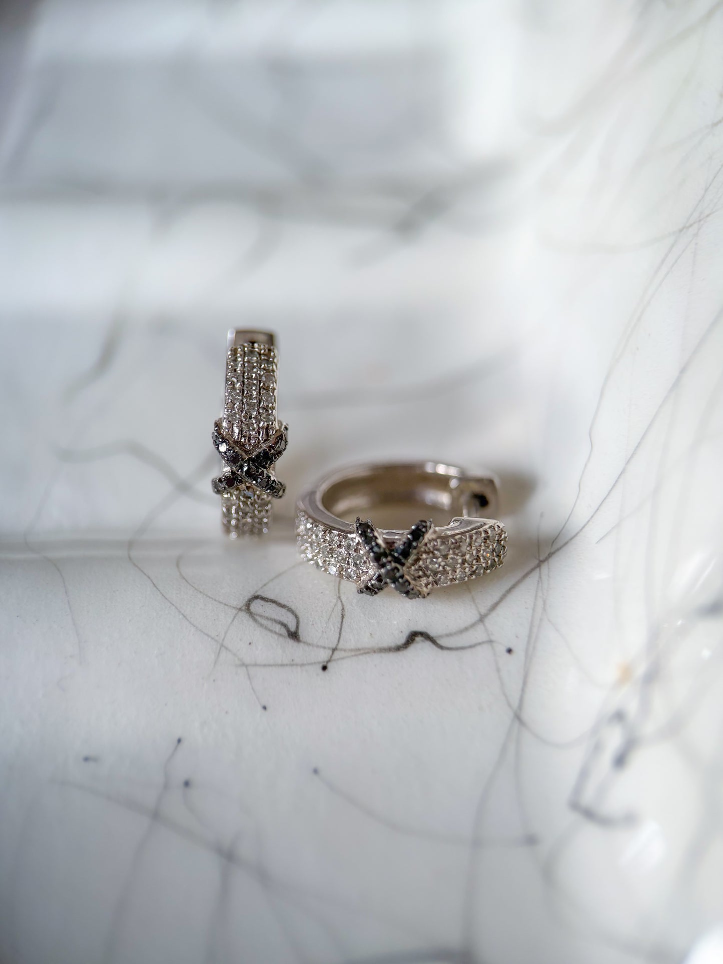 Vintage Sterling Silver Natural Diamond Huggies