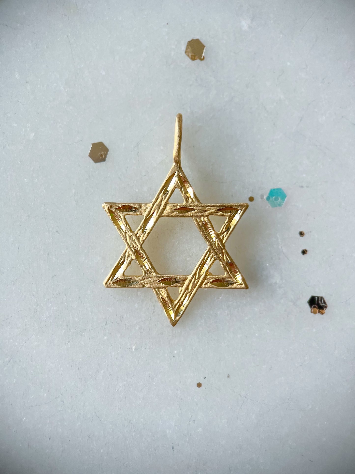 Vintage Small Filigree Hamsa 14k Yellow Gold Charm