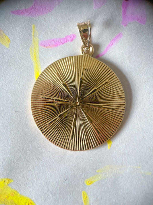 Vintage Engine Turned Disk 14k Yellow Gold Charm - Perfect as is or for Engraving
