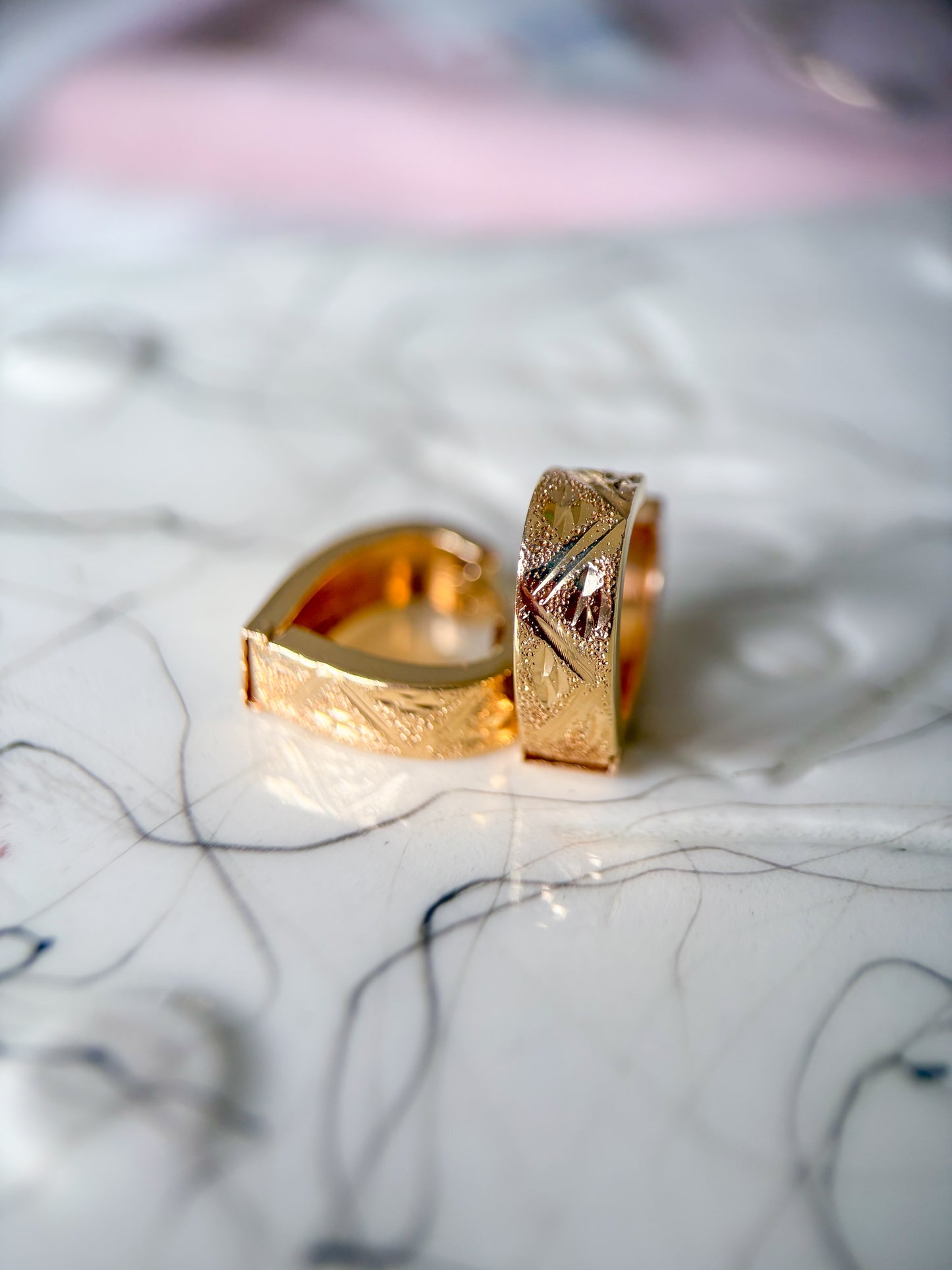 Vintage Heart Huggies 14k Yellow Gold Hoops