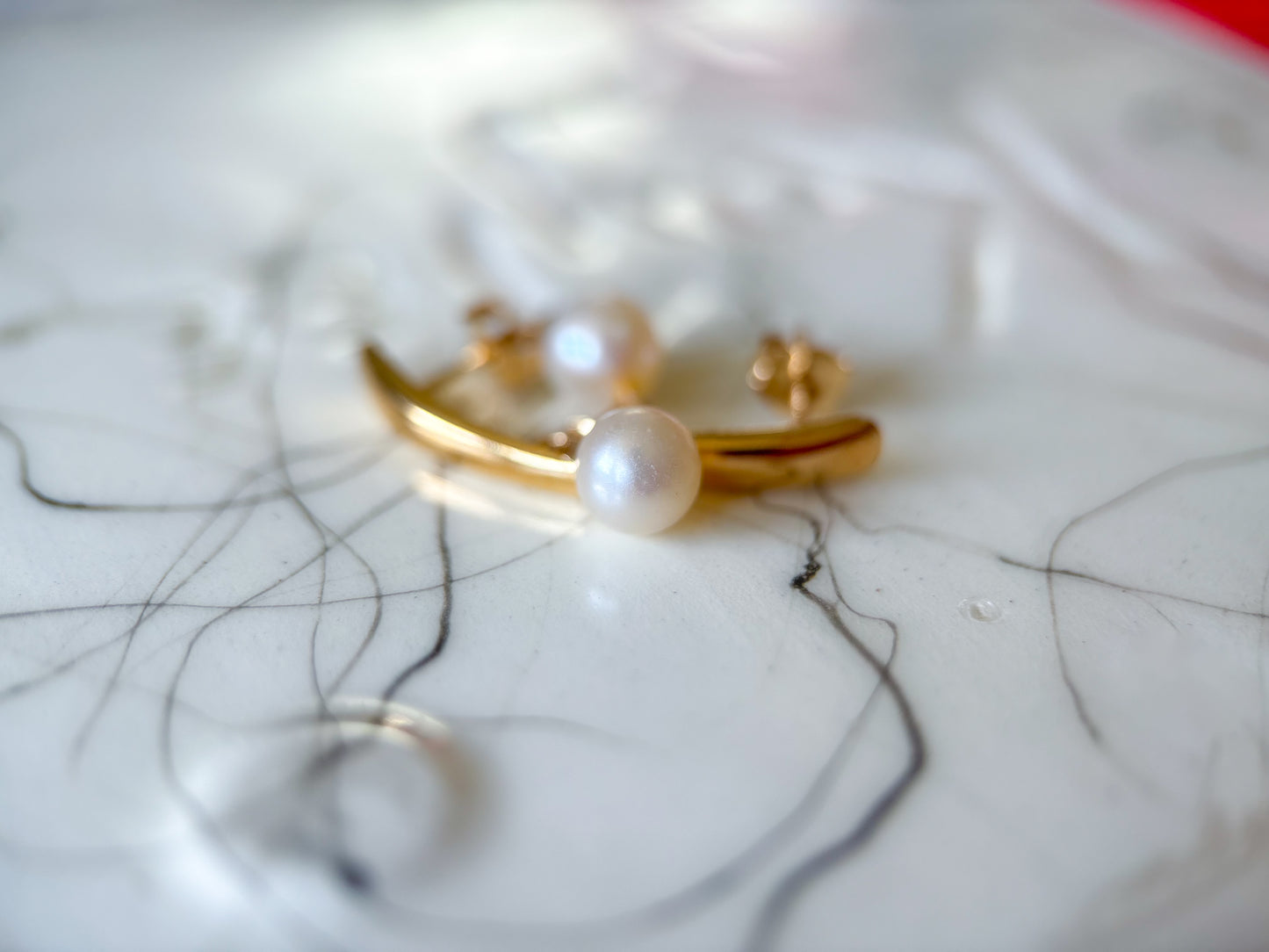 Vintage Pearl Dangle 14k Yellow Gold Earrings