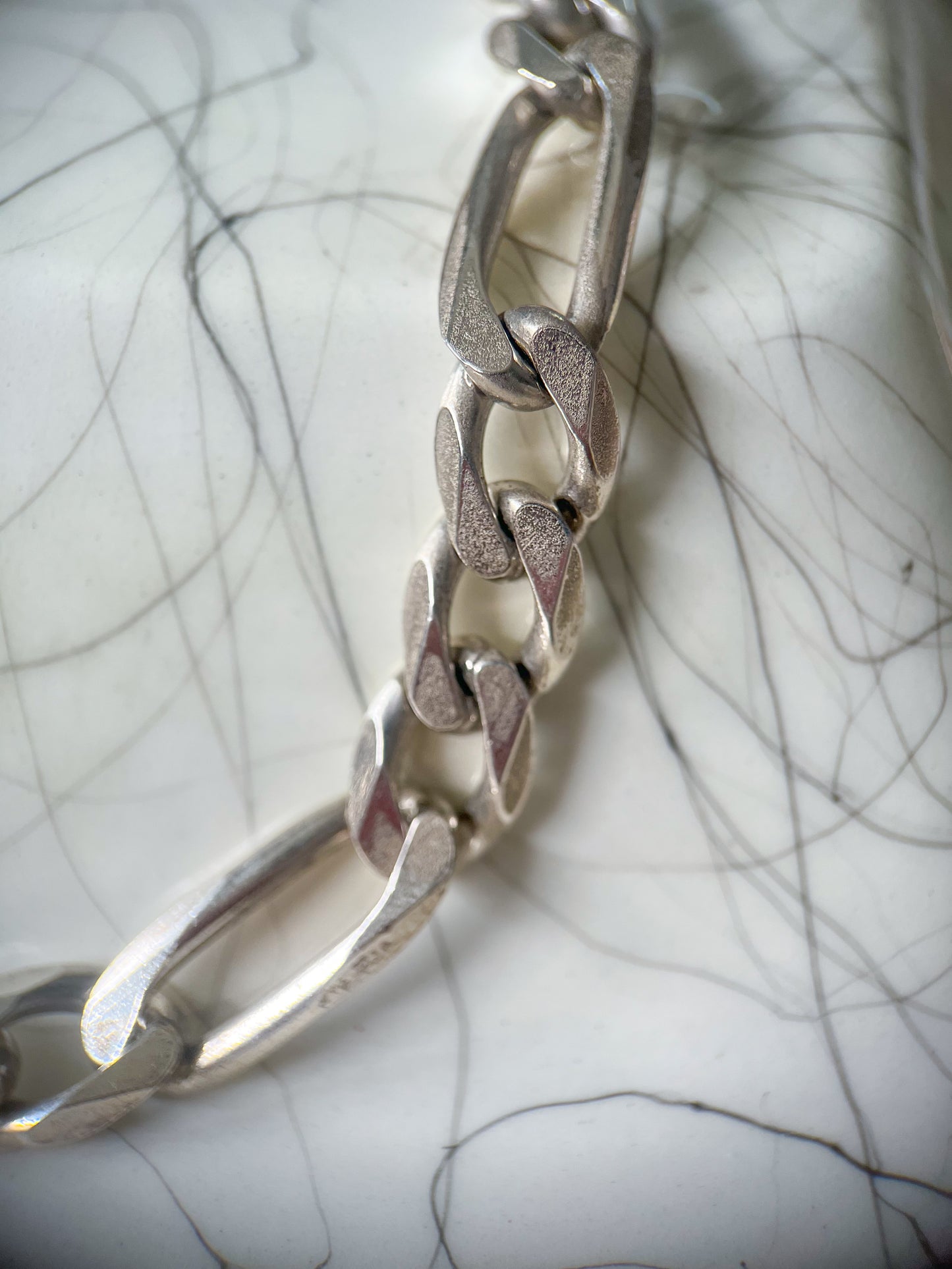 Vintage Chunky Figaro Chain Sterling Silver 20 Inch Chain Necklace, circa 1990s