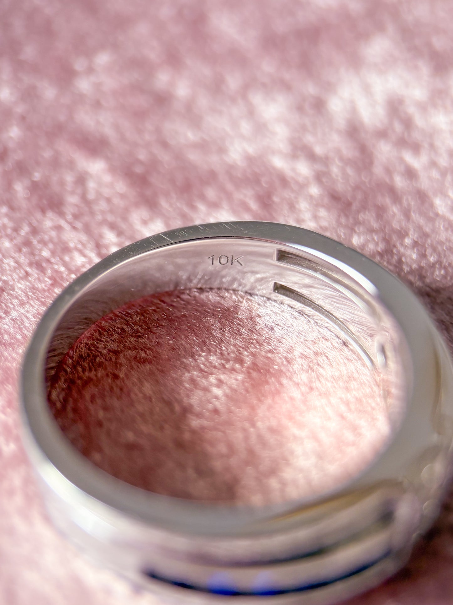 Vintage Natural Sapphire and Diamond 10k White Gold Men's Ring