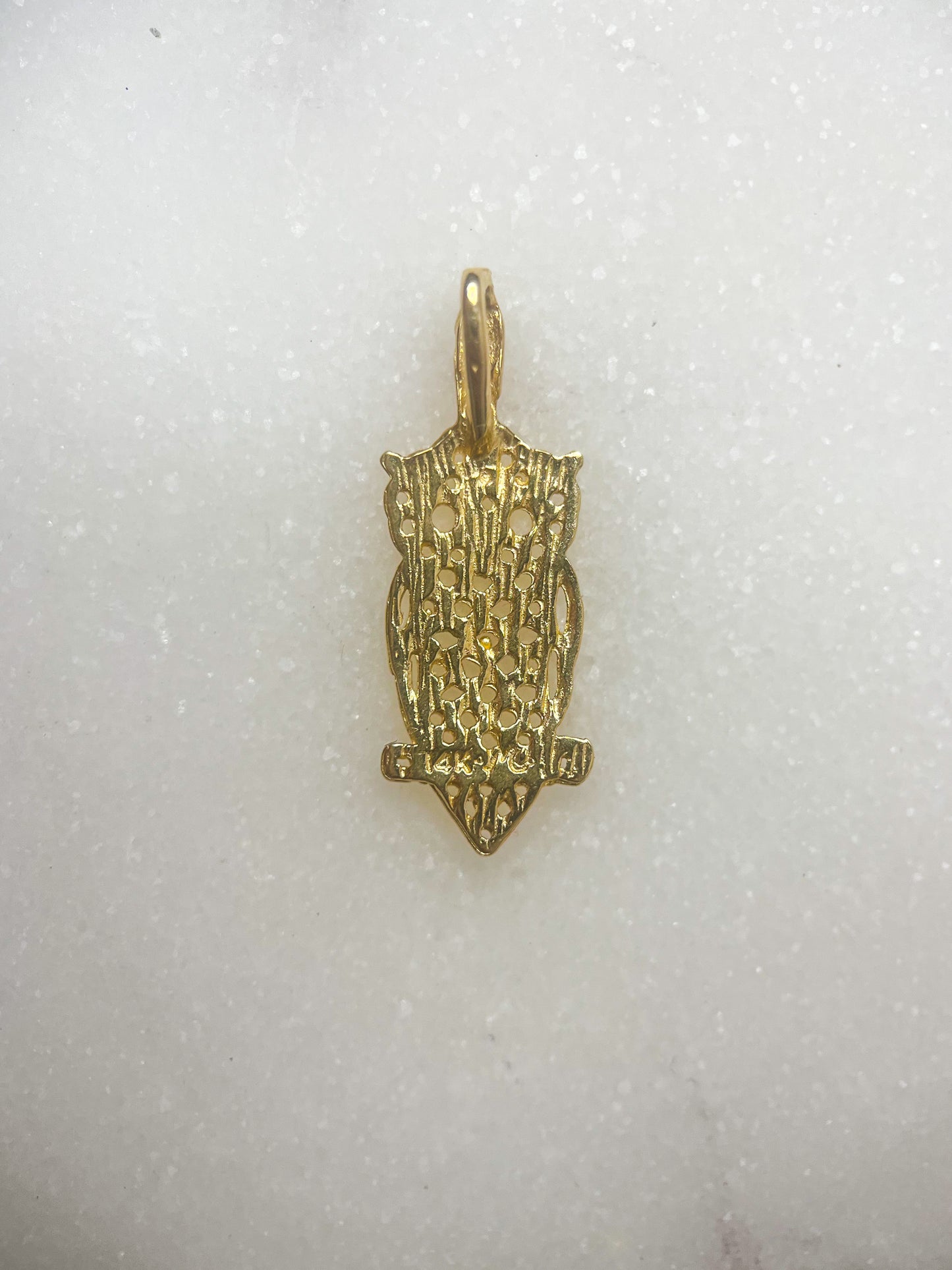 Vintage Small Owl 14k Yellow Gold Charm