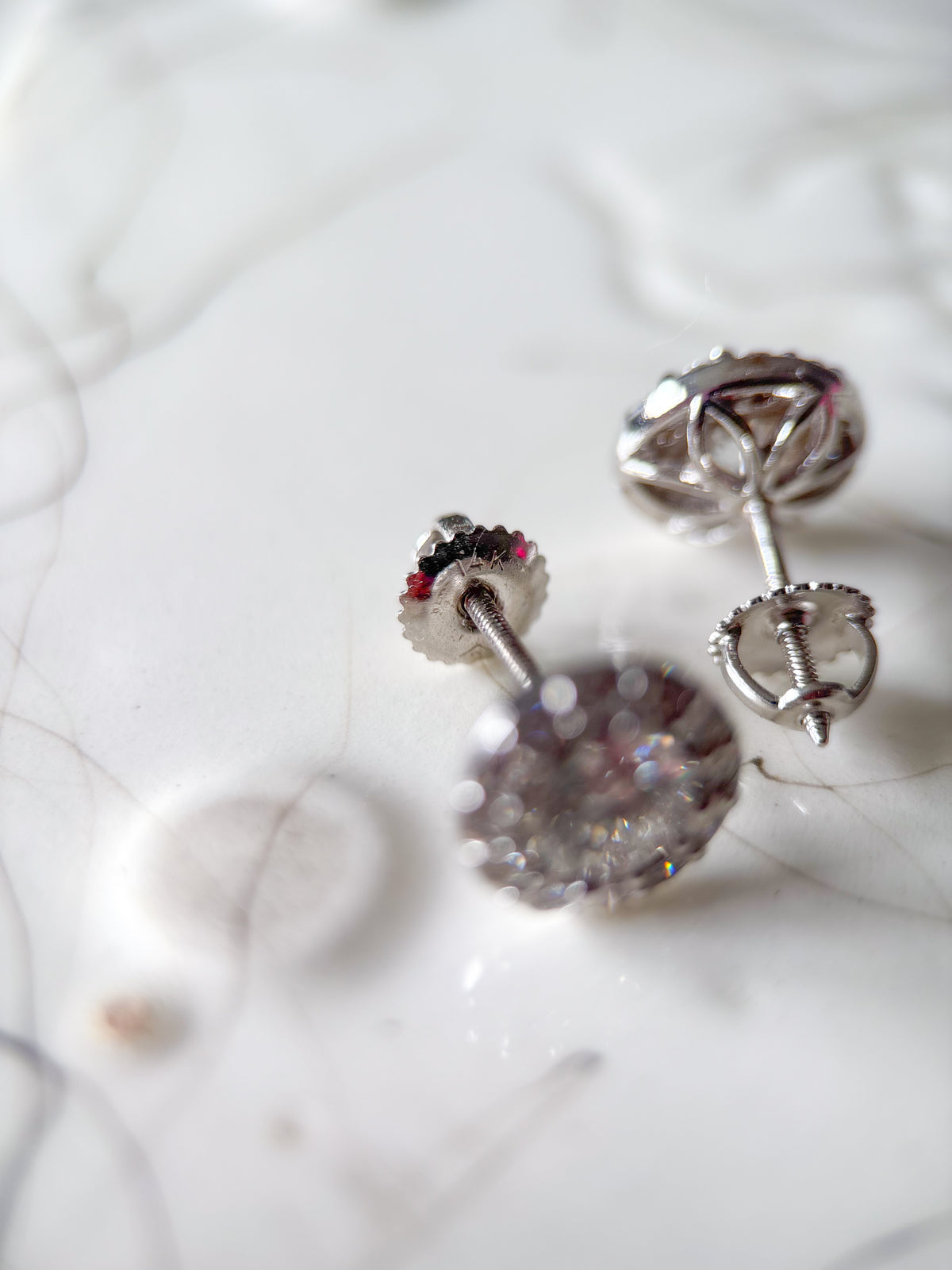 Lab Grown Halo Diamond Studs in 14k White Gold