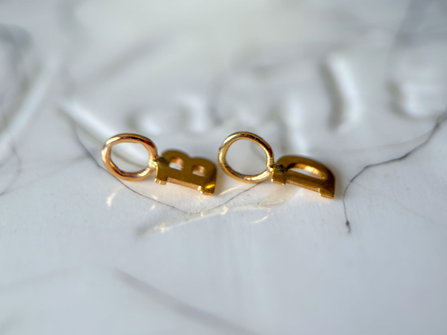 Vintage Mini "D" and "B" 14k Yellow Gold Initial Charms