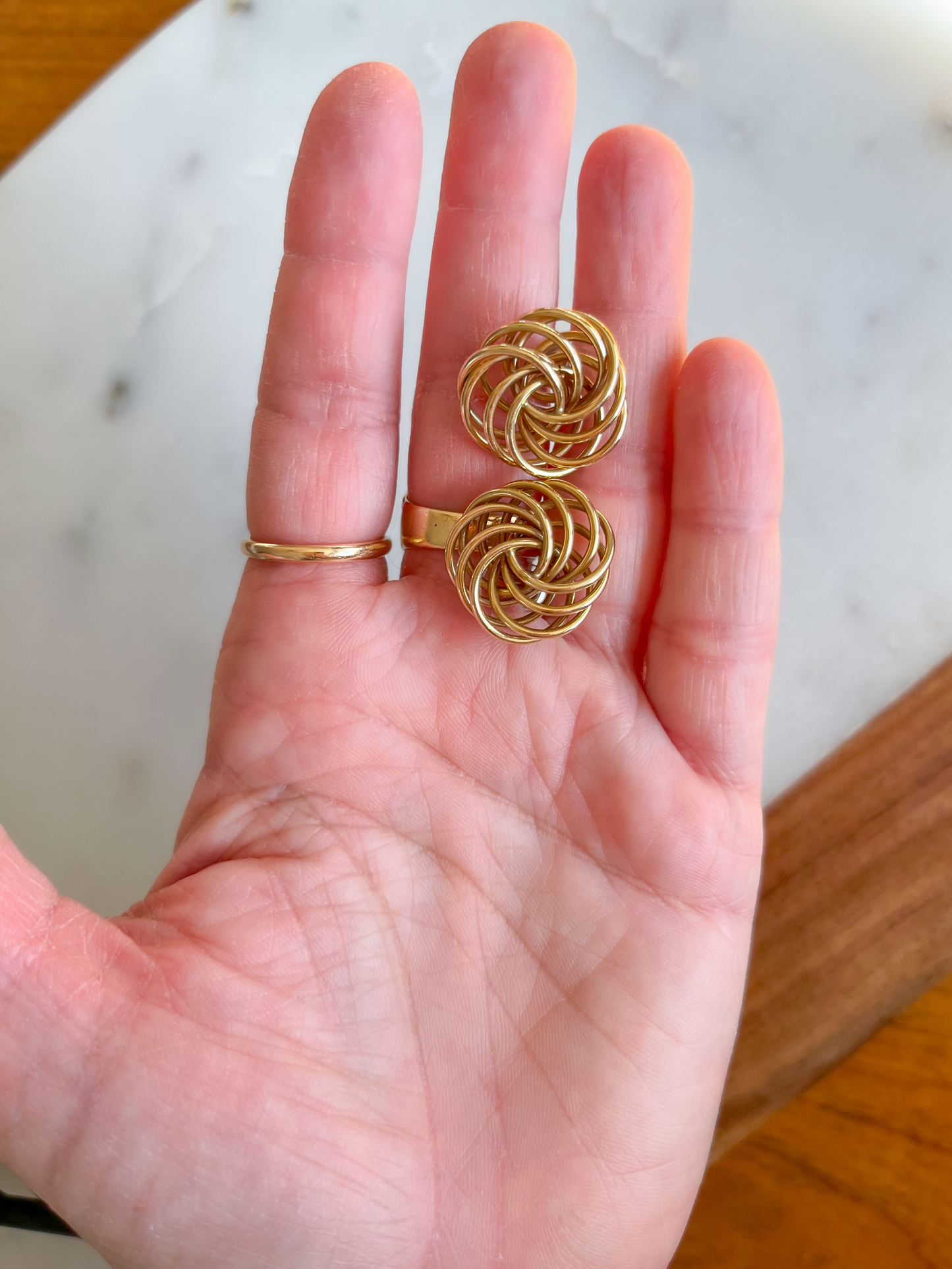 Vintage Large Knot 14k Yellow Gold Stud Earrings, circa 1980s