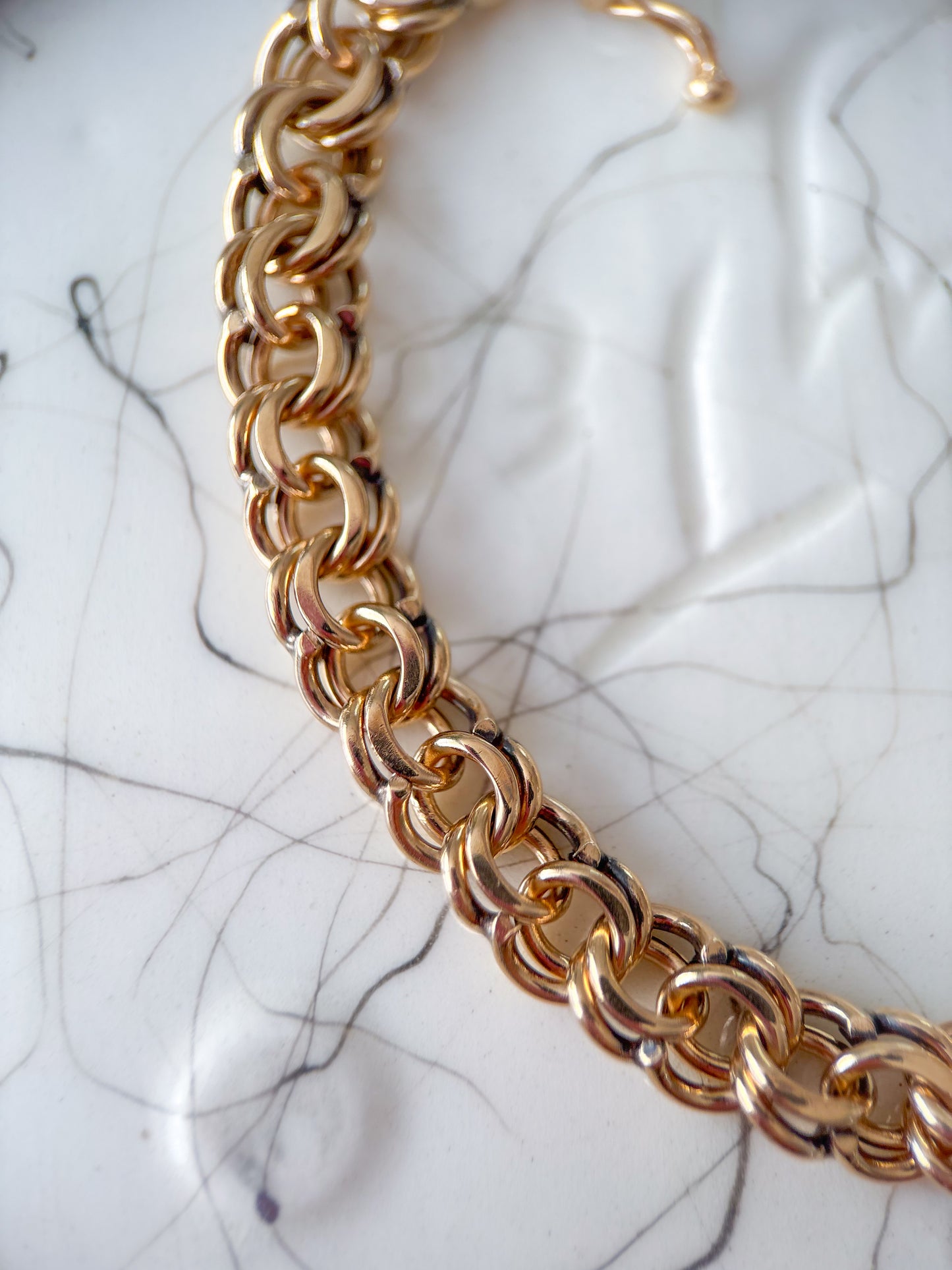 Vintage Round Multi Link 14k Yellow Gold 7.5 Inch Bracelet