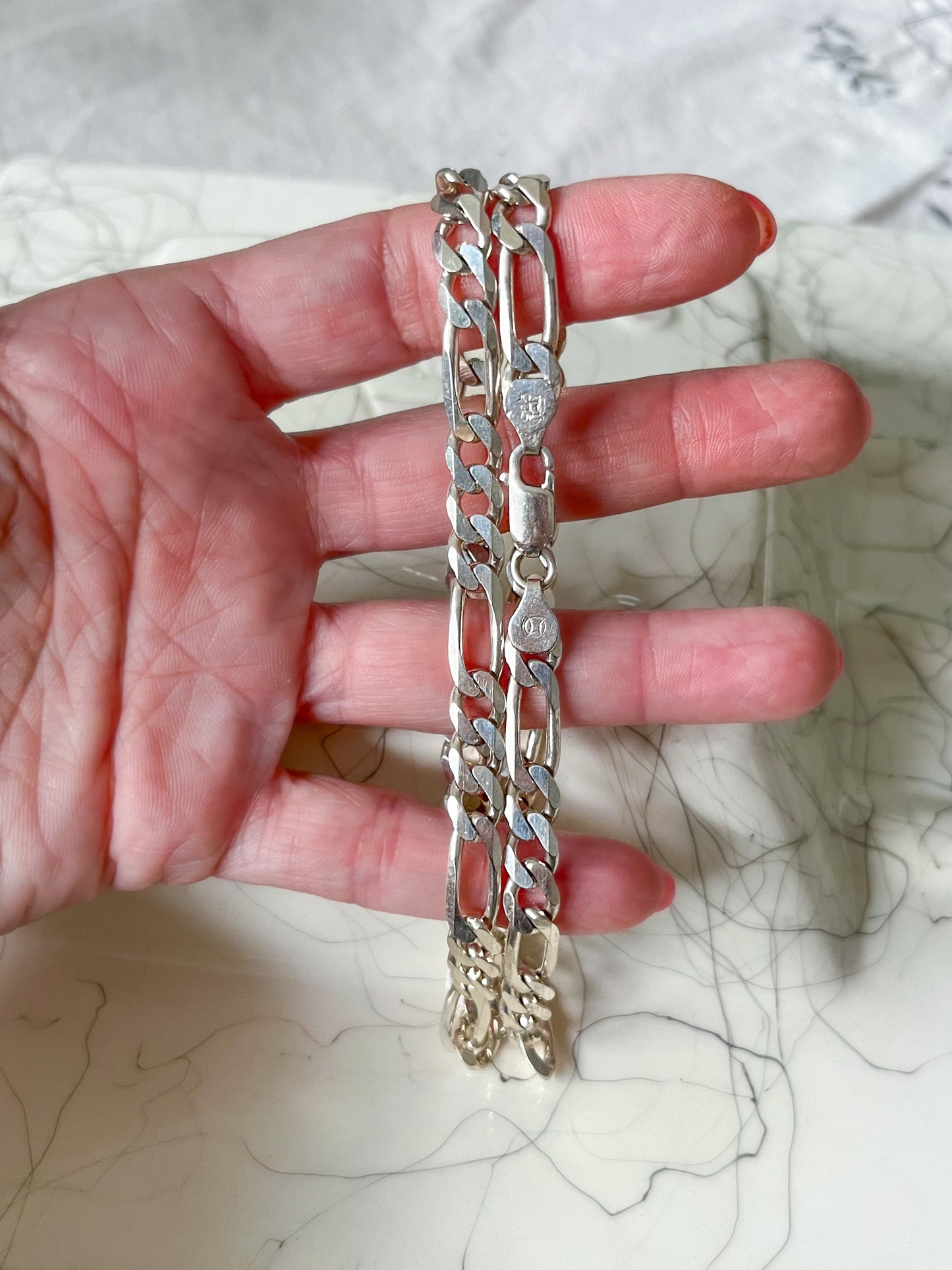 Vintage Figaro Chain Sterling Silver 20 Inch Chain Necklace, circa 1990s