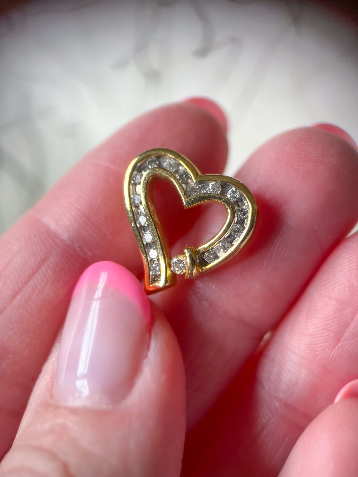 Vintage Natural Diamond Hearts 14k Yellow Gold Charms