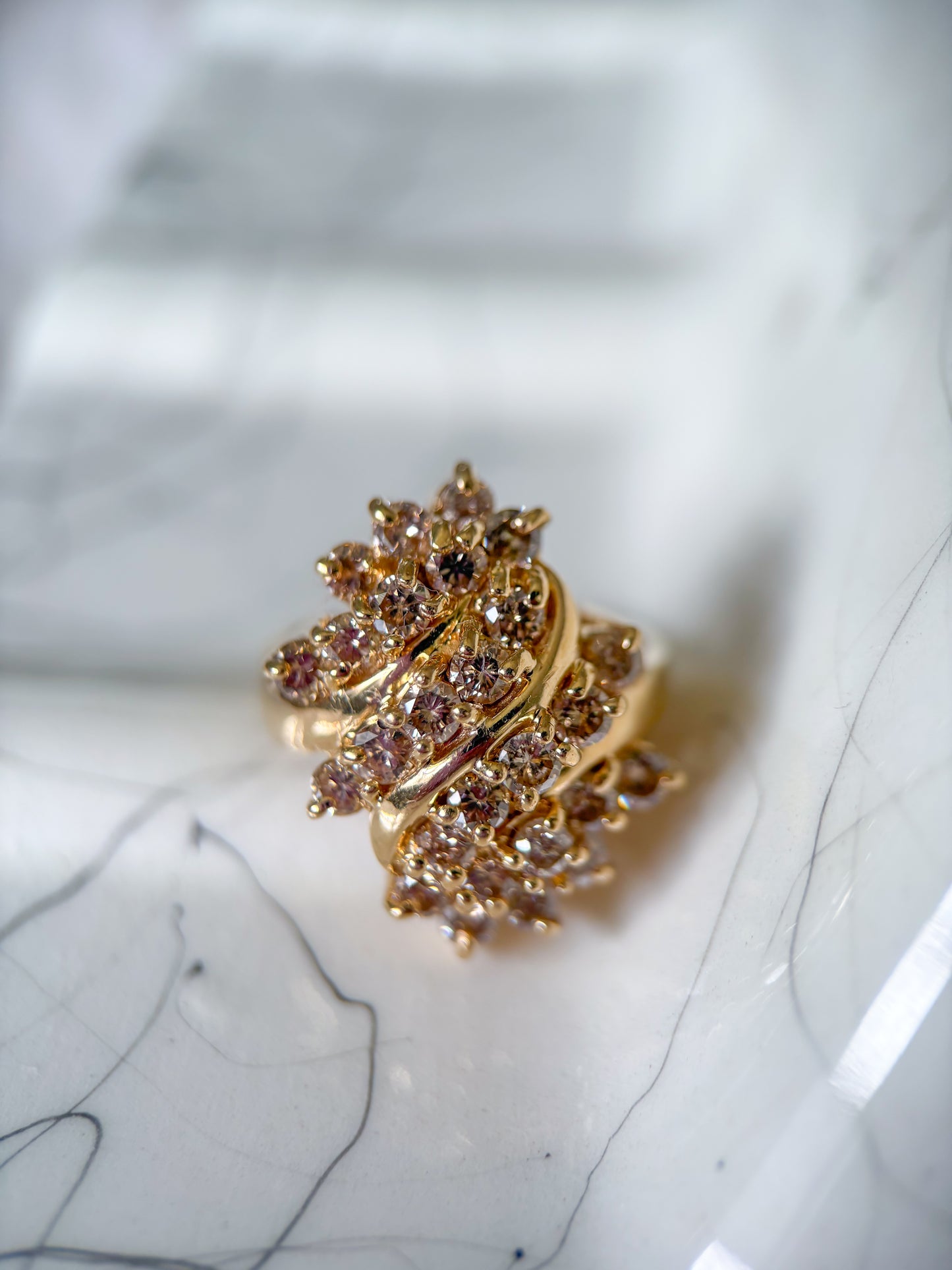 Vintage Natural Diamond 14k Yellow Gold Ring